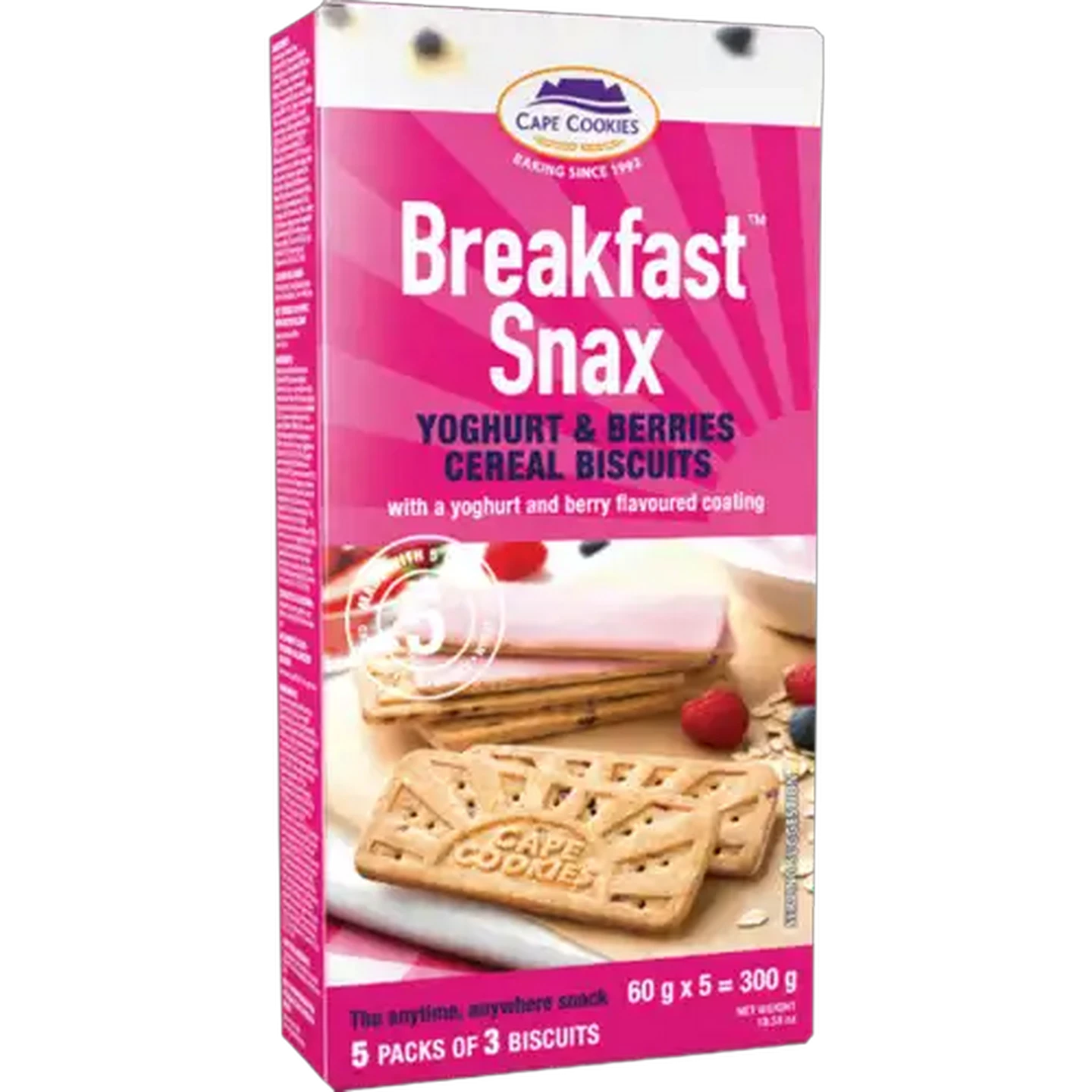 Image of Cape Cookies Breakfast Snax Yoghurt & Berries Cereal Biscuits 300g