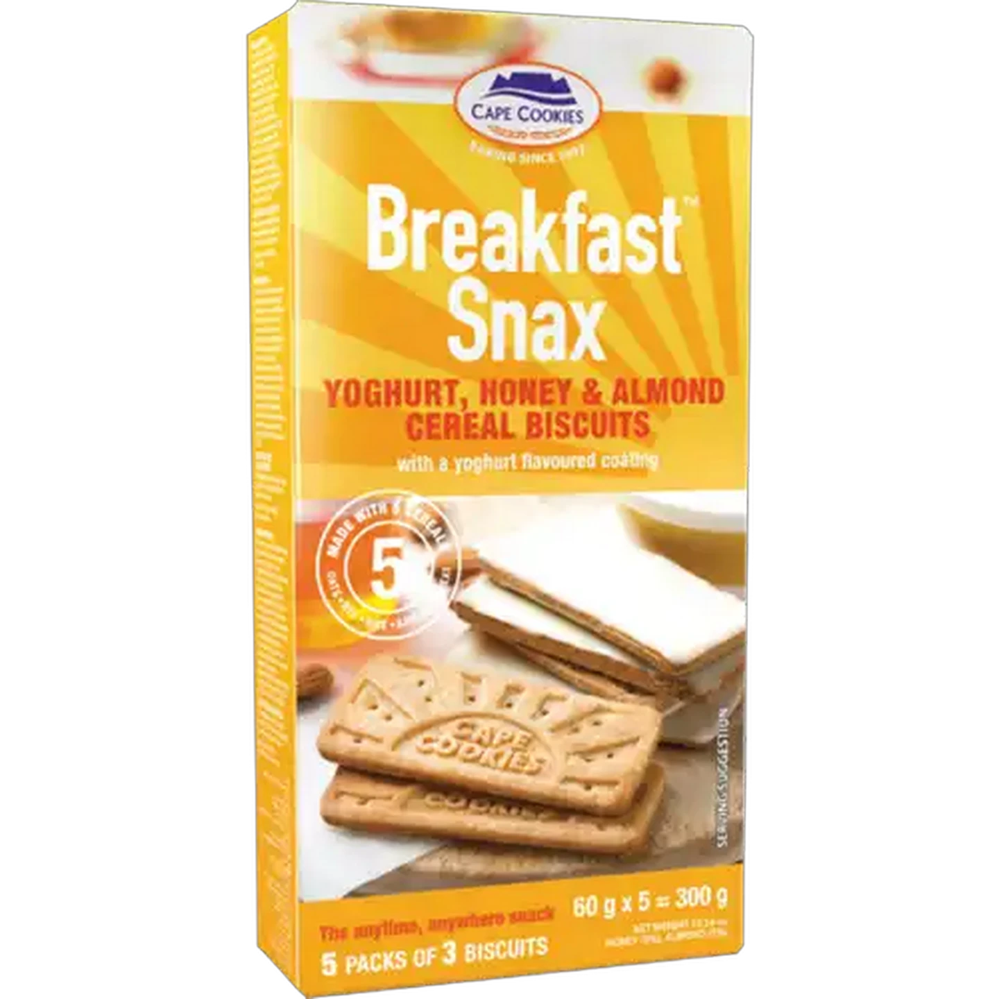 Image of Cape Cookies Breakfast Snax Yoghurt, Honey & Almond Cereal Biscuits 300g