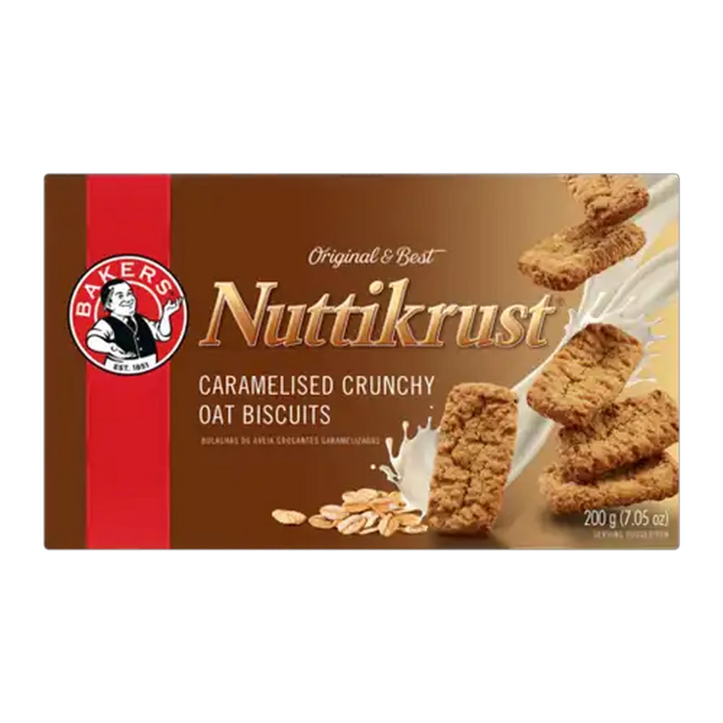 Image of Bakers Nuttikrust Caramelised Crunchy Oat Biscuits 200g