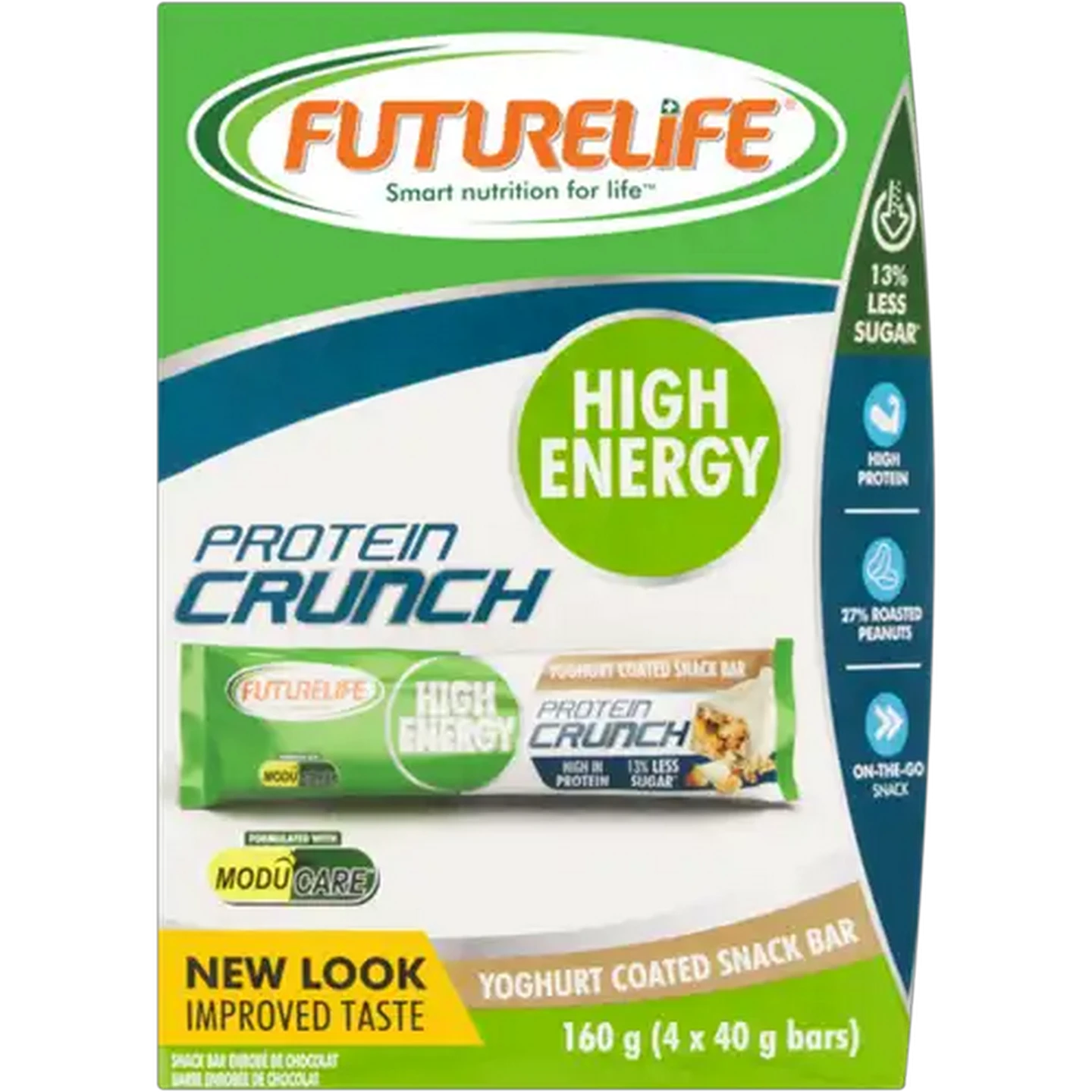 Image of FUTURELIFE High Energy Yoghurt Coated Protein Crunch Snack Bar 4 x 40g