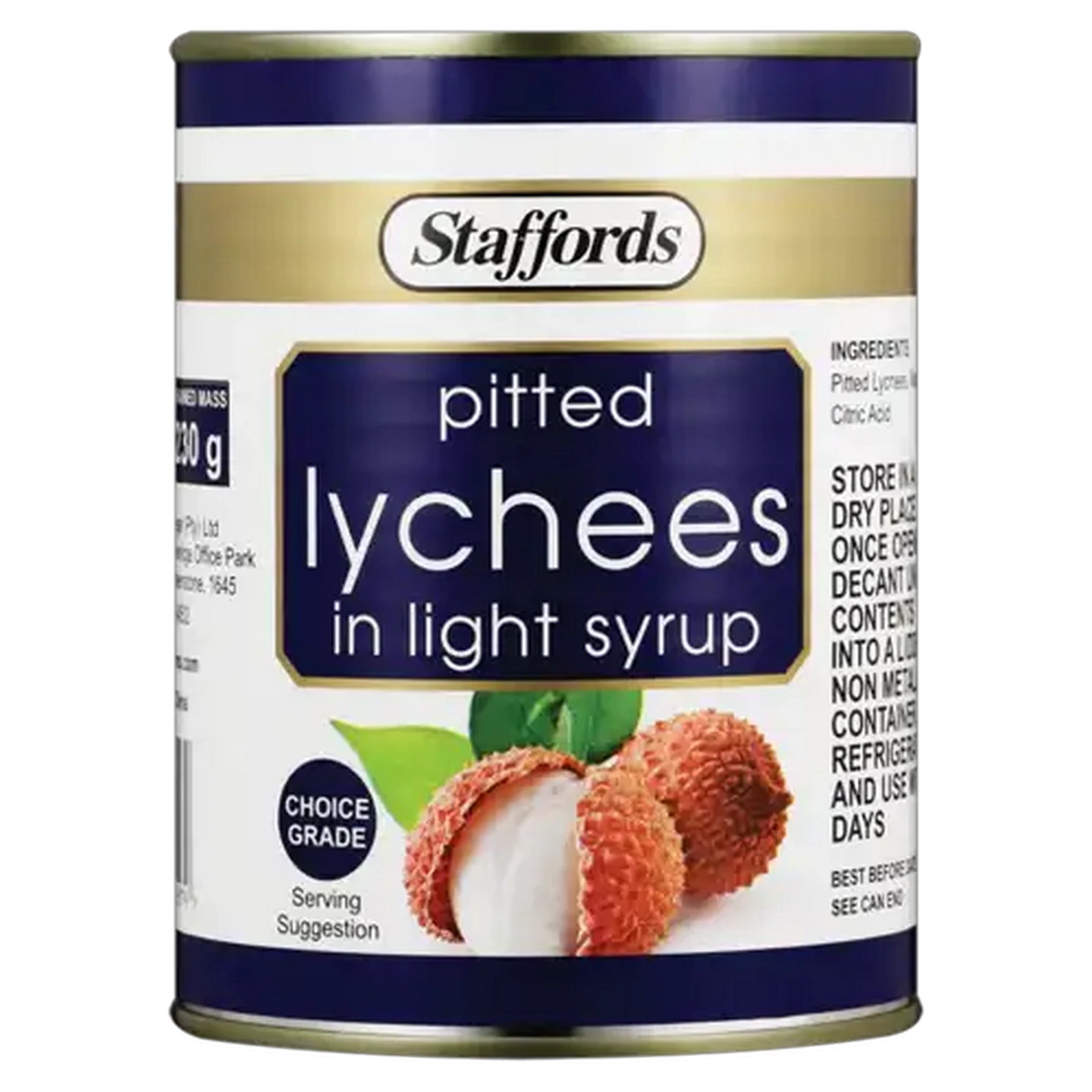Image of Staffords Pitted Lychees in Light Syrup 567g