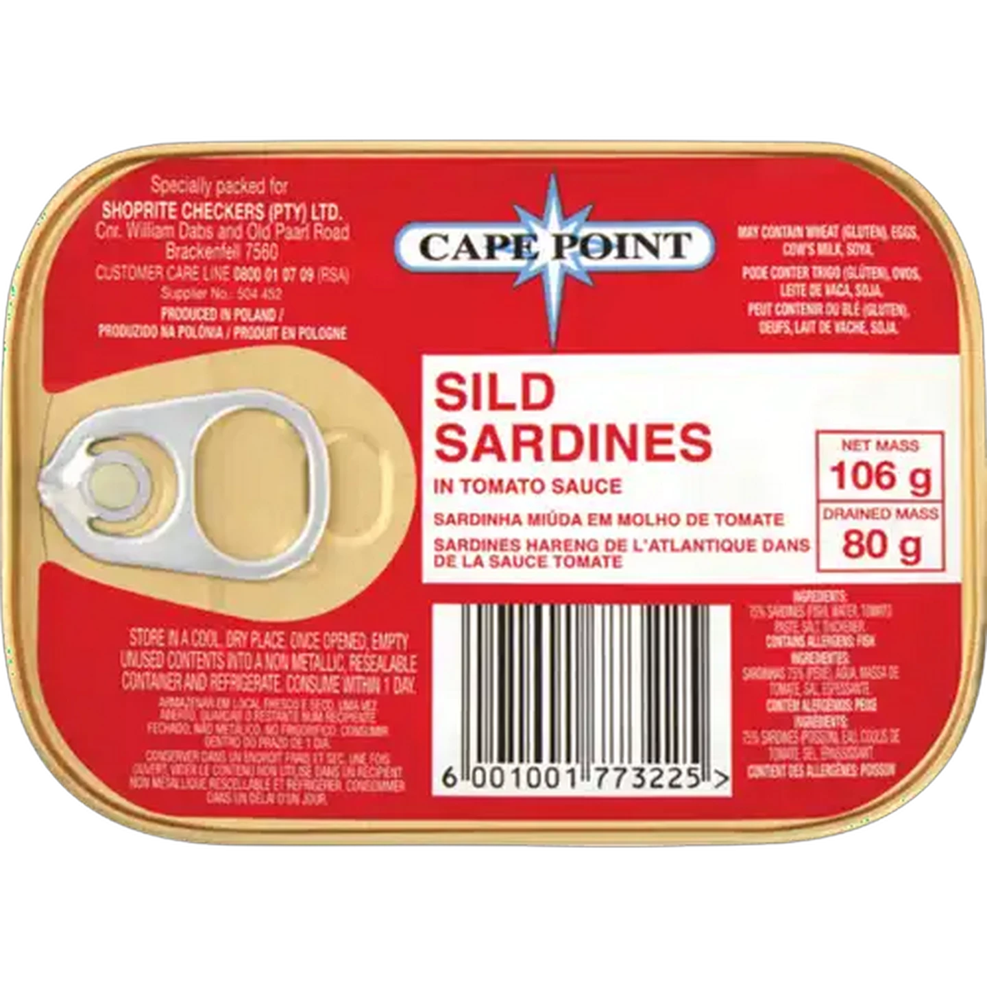 Image of Cape Point Sild Sardines In Tomato Sauce 106g