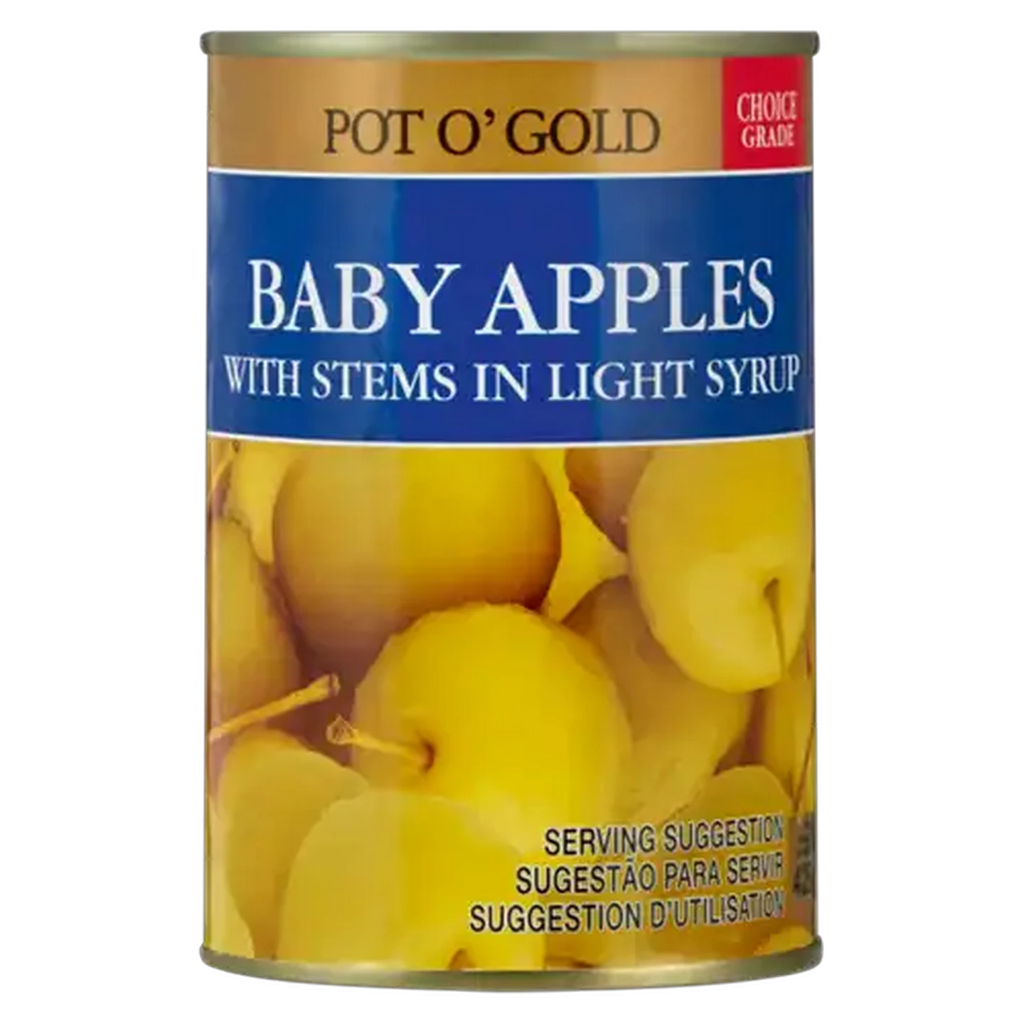 Image of Pot O' Gold Baby Apples With Stems In Light Syrup Can 425g