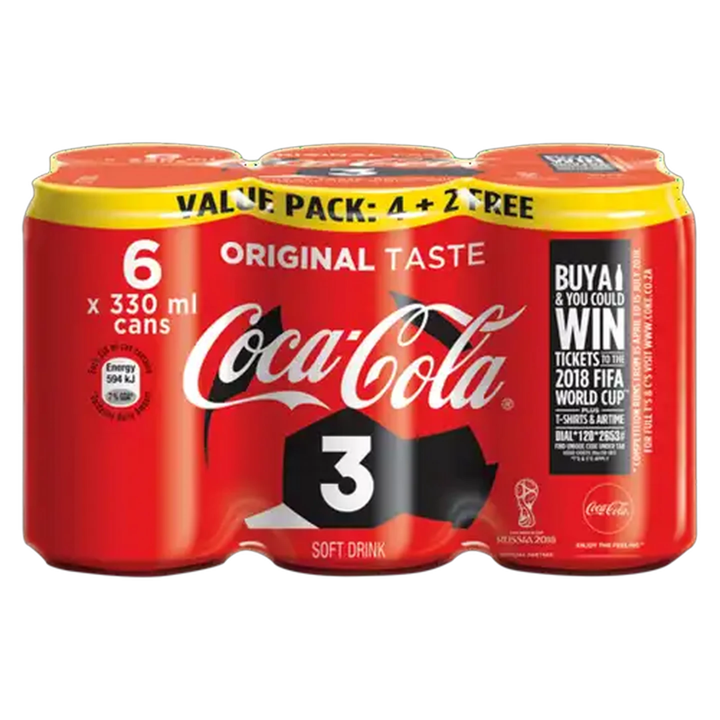 Image of Coca-Cola Original Soft Drink Cans 6 x 330ml