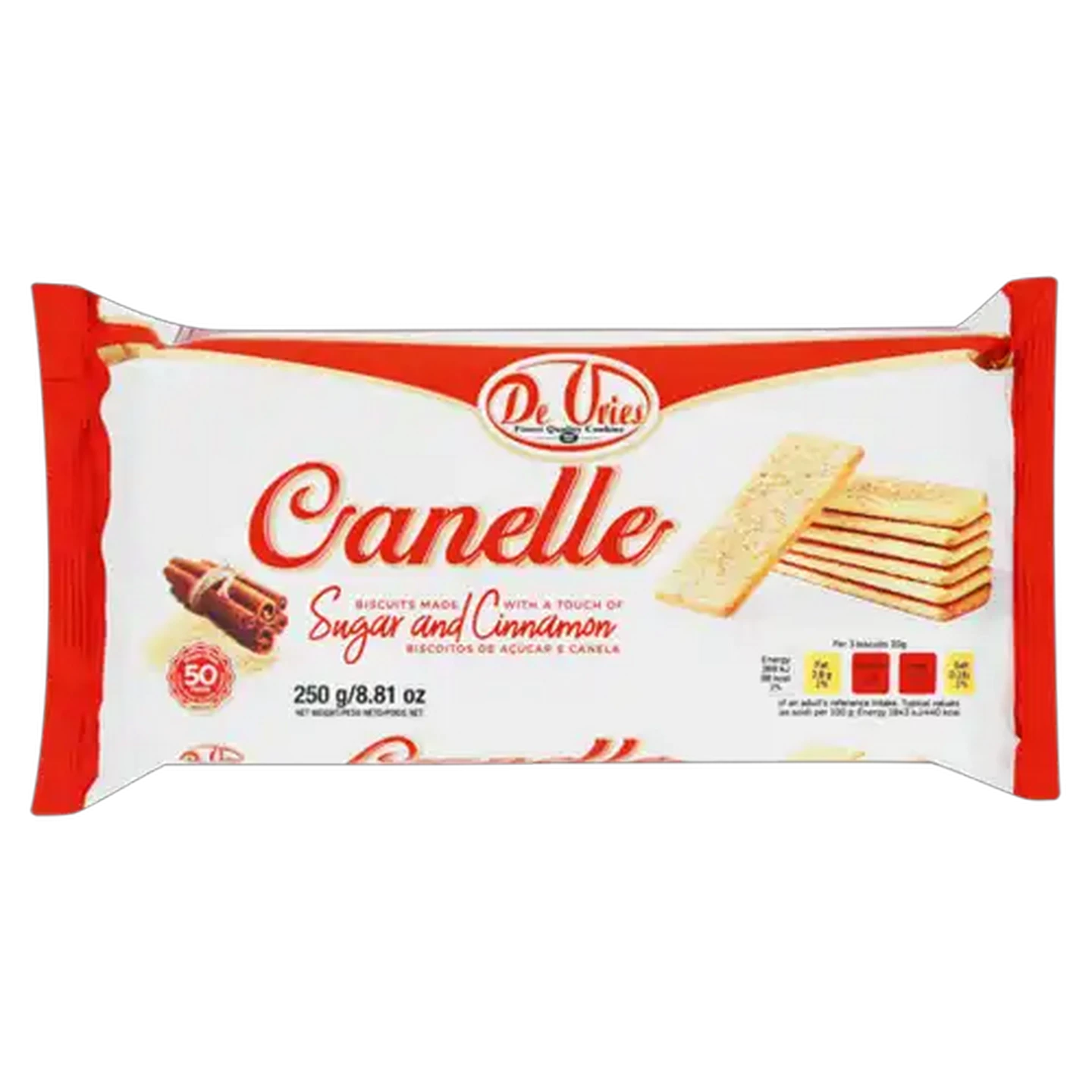 Image of De Vries Canelle Sugar & Cinnamon Biscuits 250g