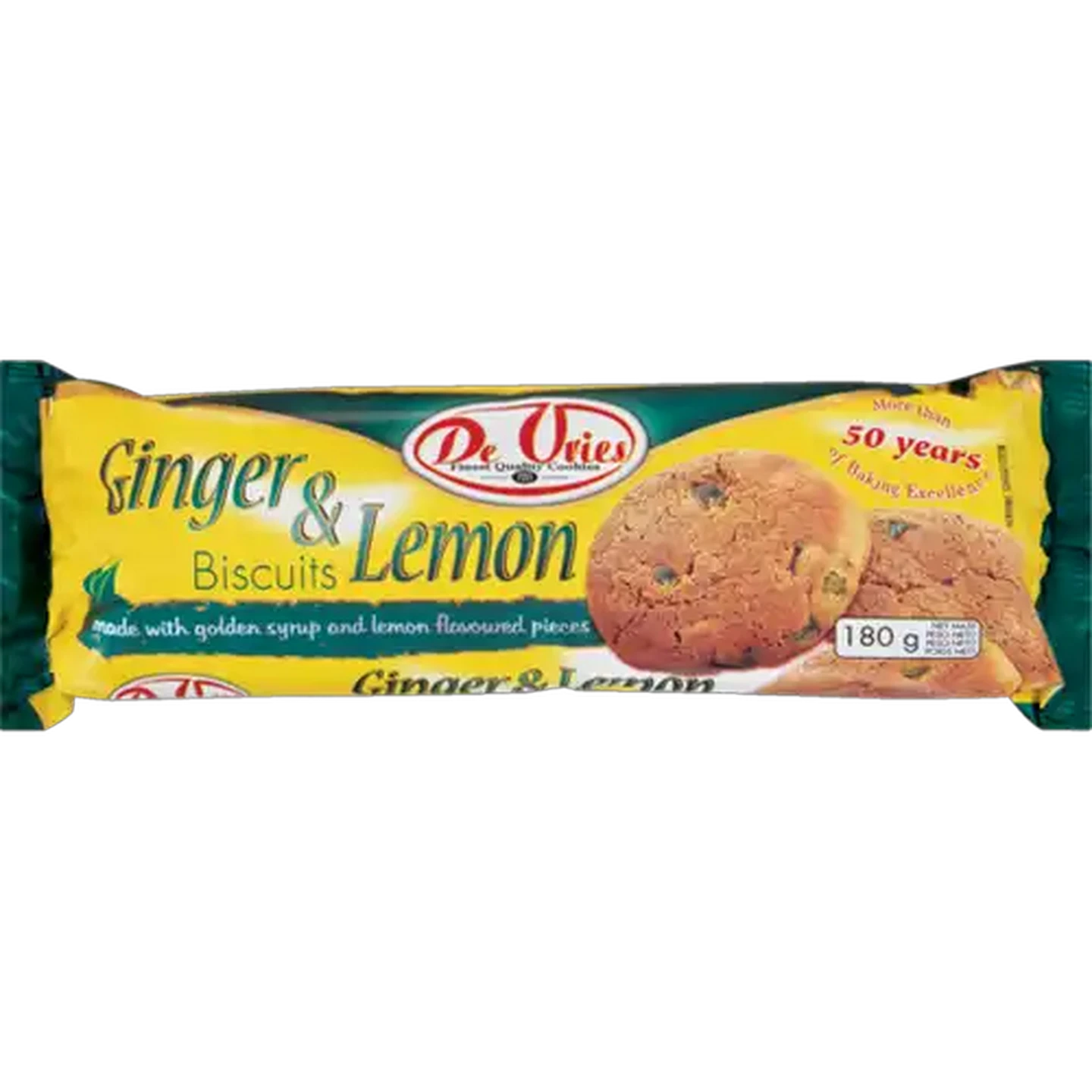 Image of De Vries Ginger & Lemon Biscuits 180g
