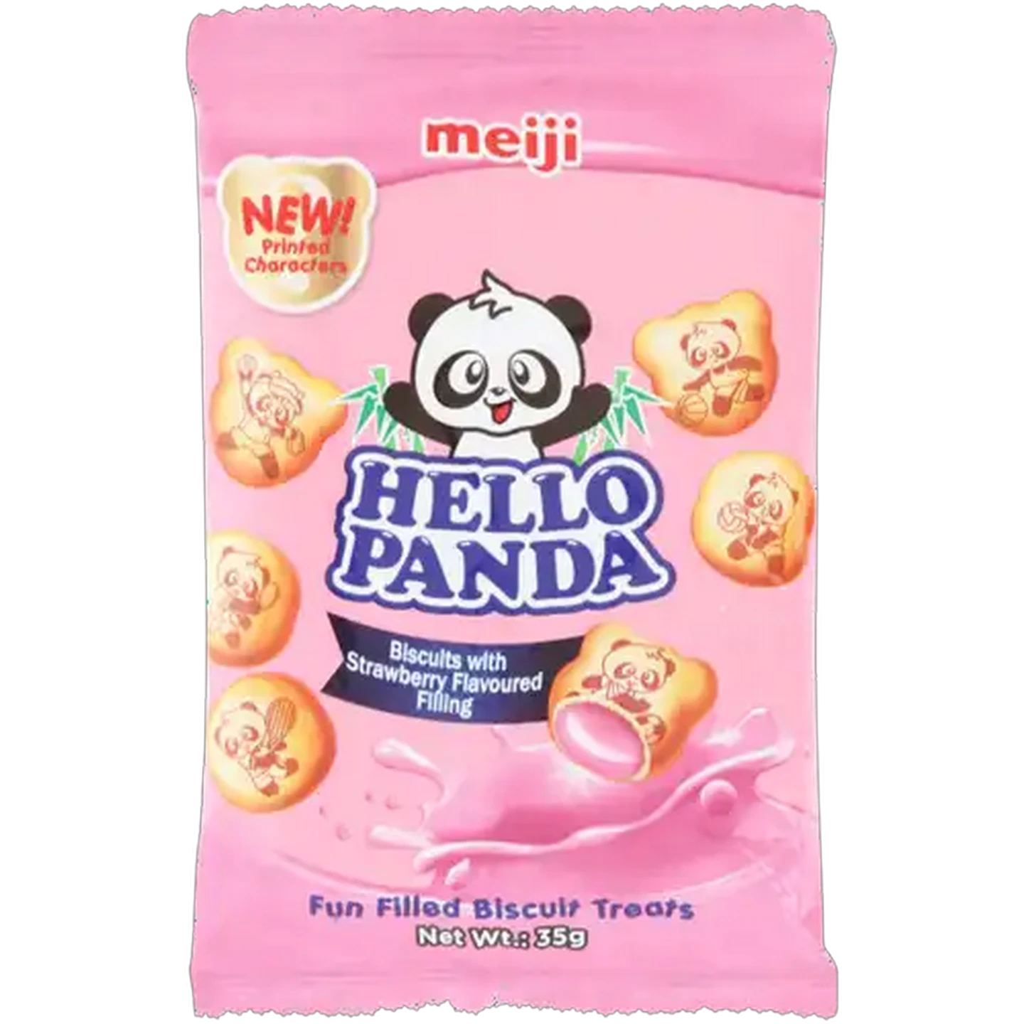 Image of Meiji Hello Panda Strawberry Filling Flavoured Biscuits 35g