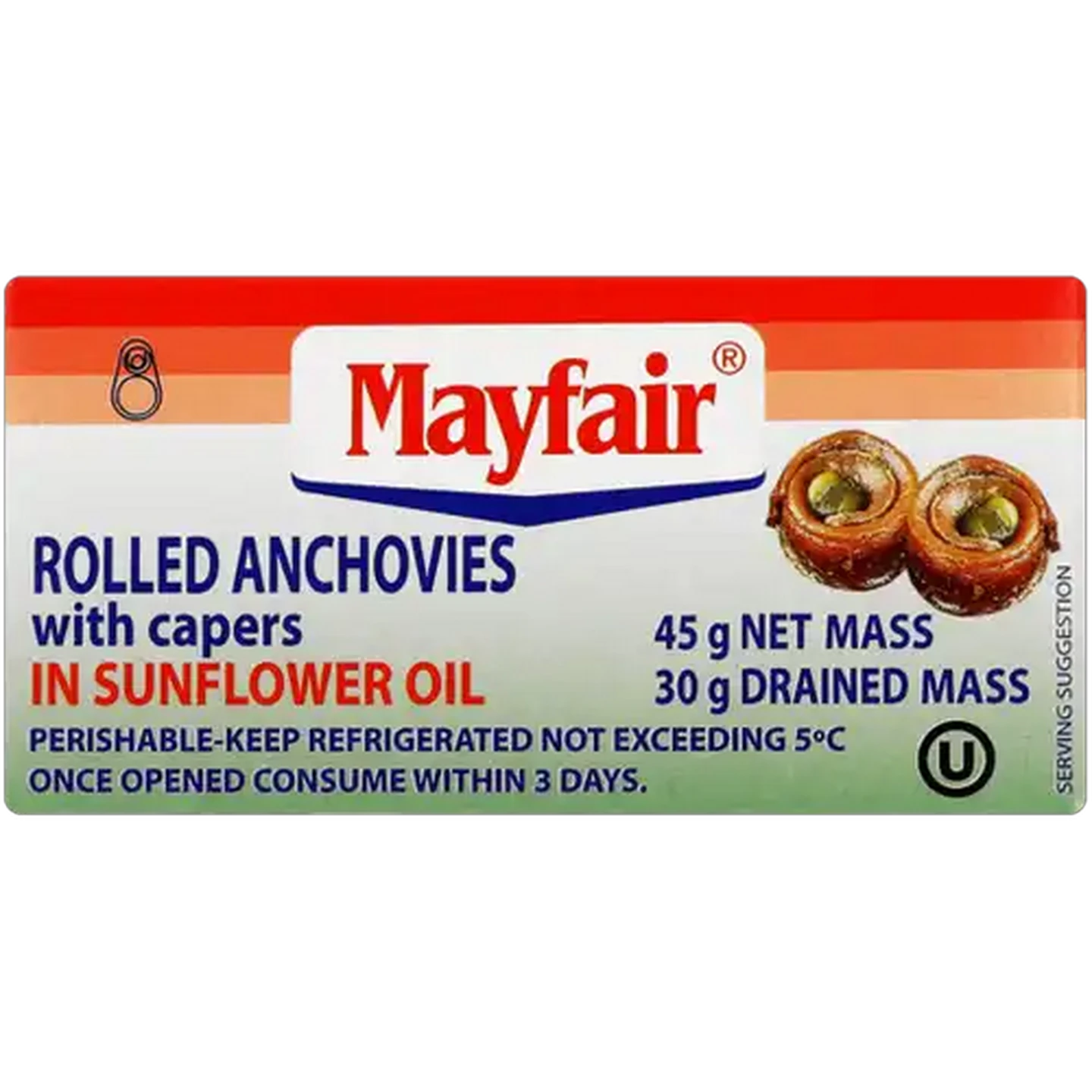 Image of Mayfair Rolled Anchovies & Capers In Sunflower Oil Can 45g