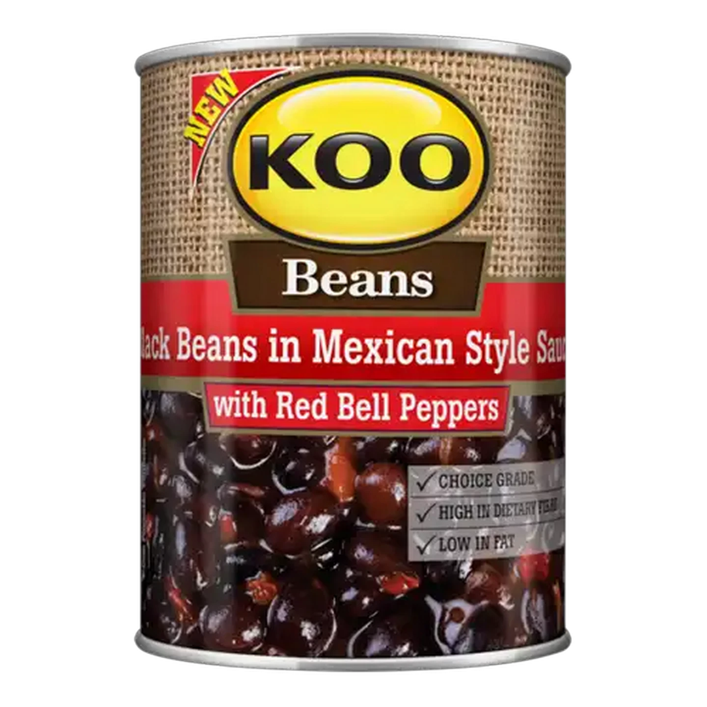 Image of KOO Black Beans In Mexican Style Sauce With Red Bell Peppers 410g
