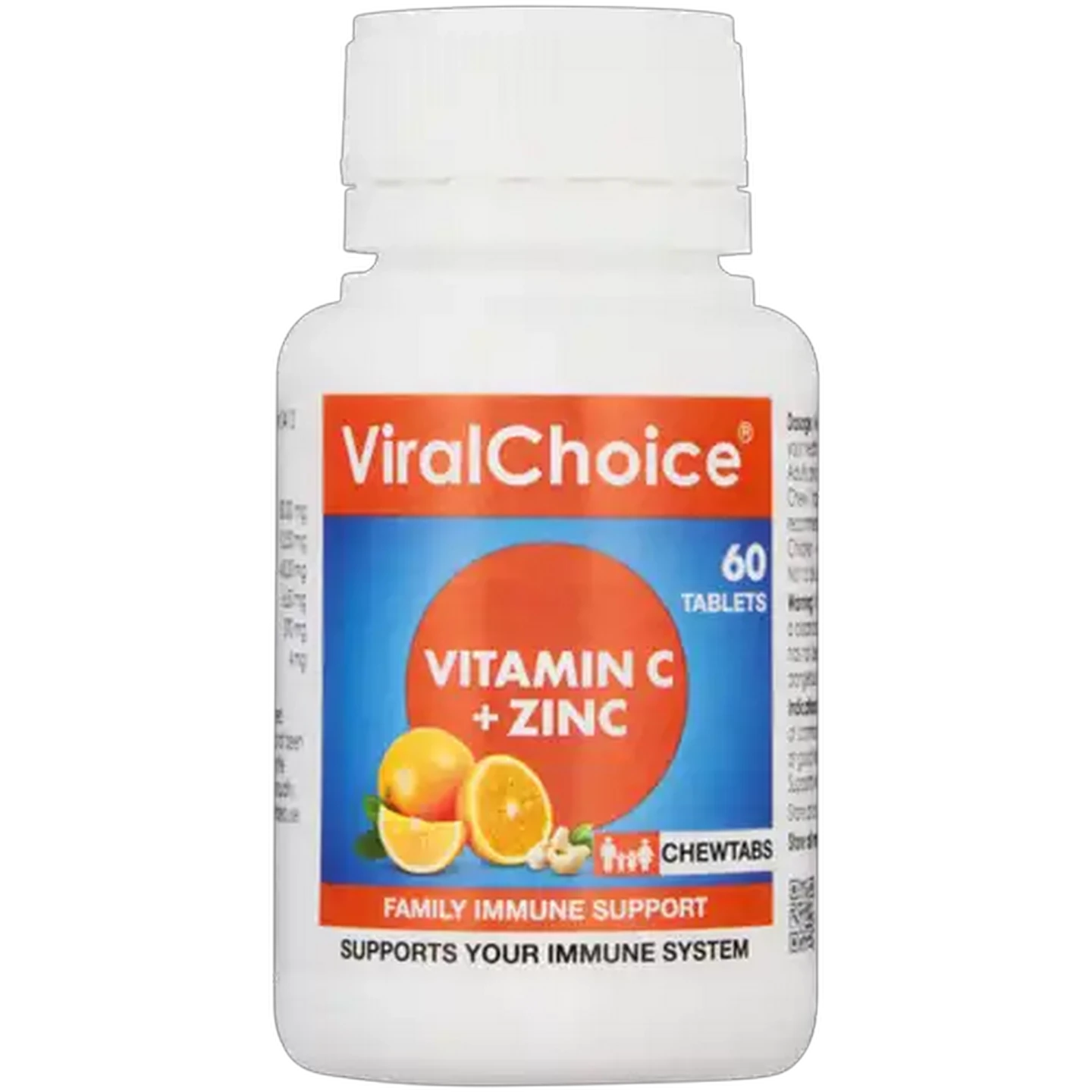 Image of ViralChoice Vitamin C + Zinc Immune Support Chewtabs 60 Pack