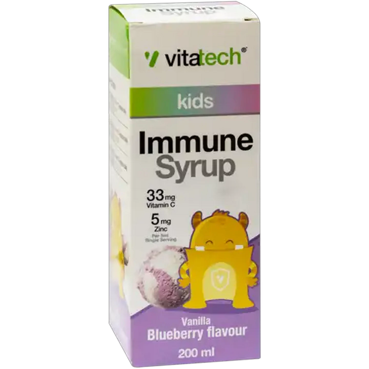 Image of Vitatech Kids Vanilla & Blueberry Flavoured Immune Syrup Bottle 200ml