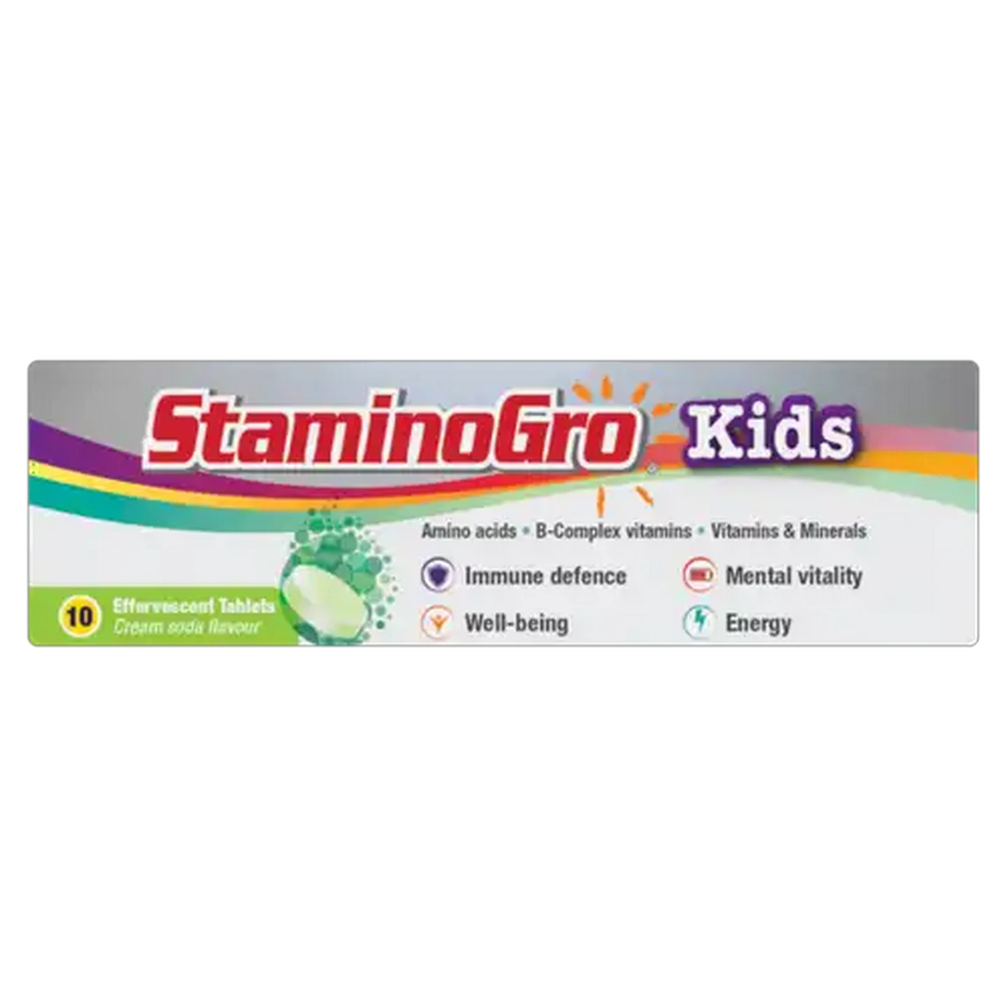 Image of StaminoGro Cream Soda Flavoured Kids Effervescent Tablets 10 Pack
