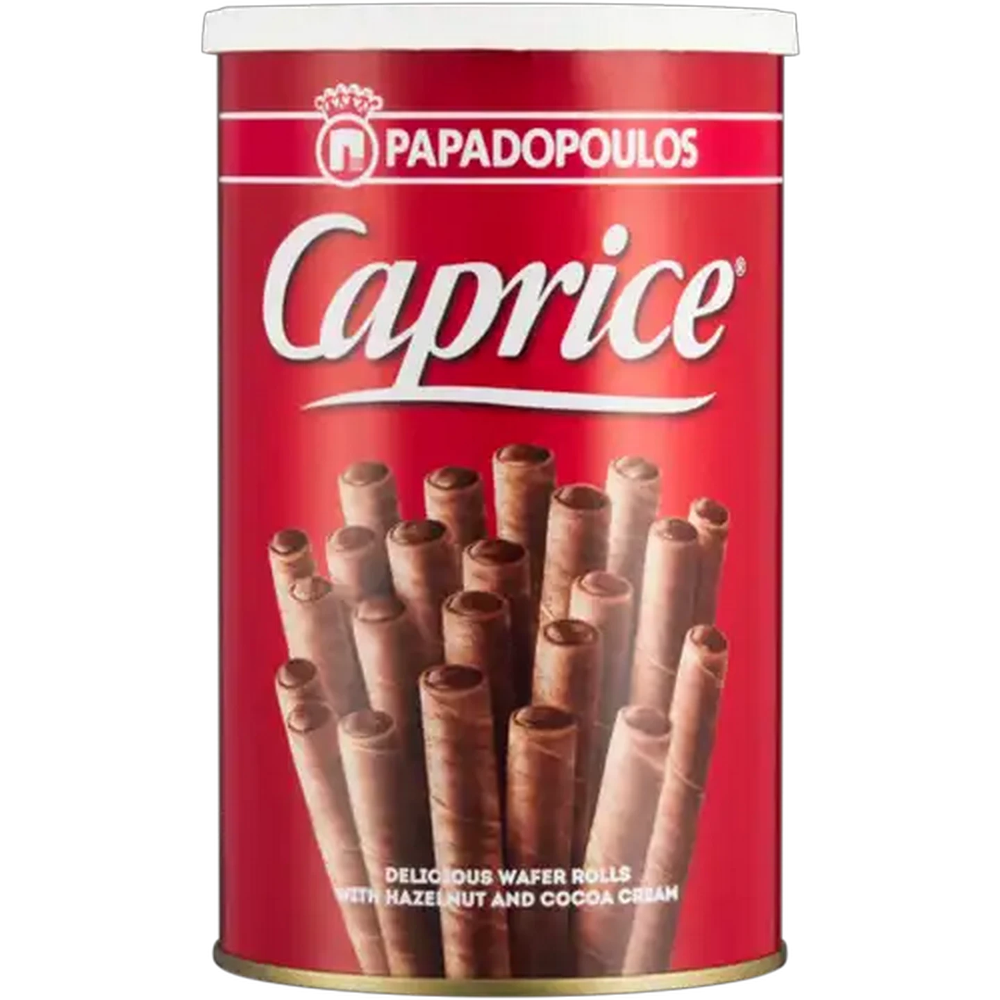 Image of Papadopoulos Caprice Hazelnut & Cocoa Cream Wafer Rolls 250g
