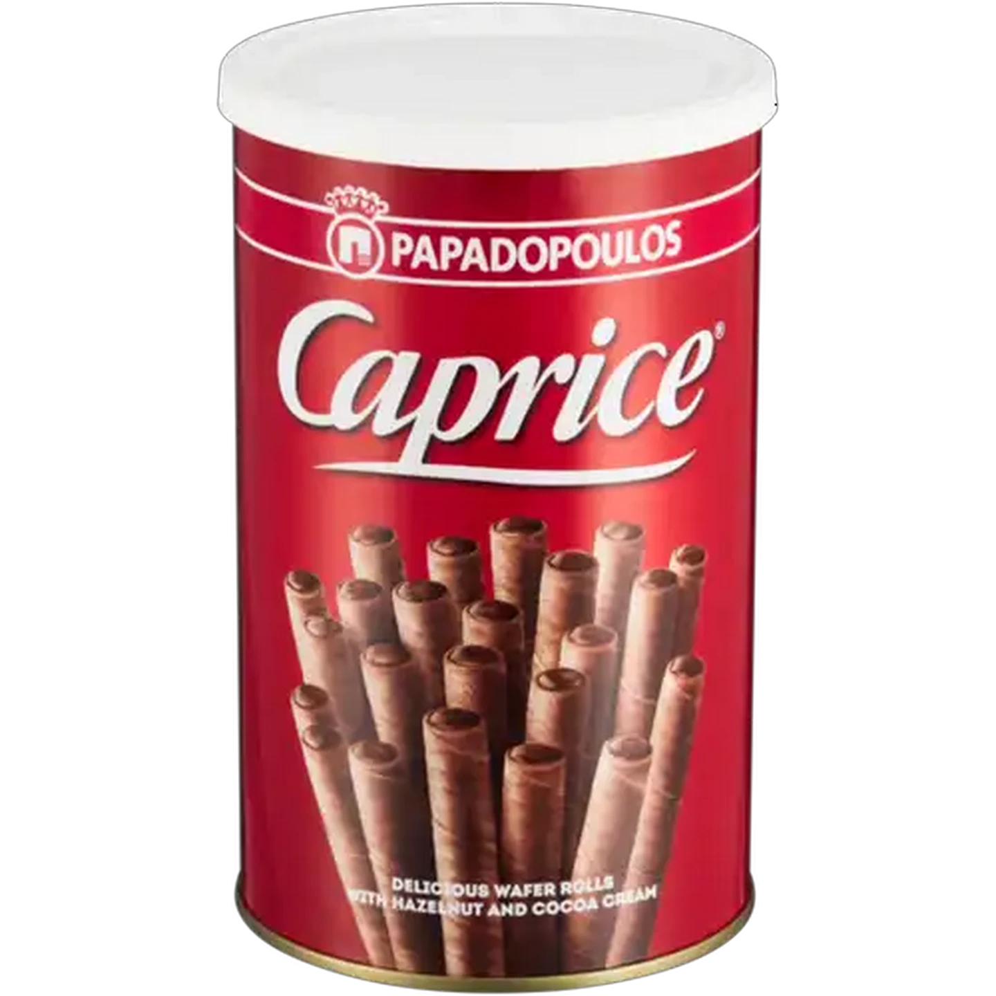 Image of Papadopoulos Caprice Hazelnut & Cocoa Cream Wafer Rolls 250g