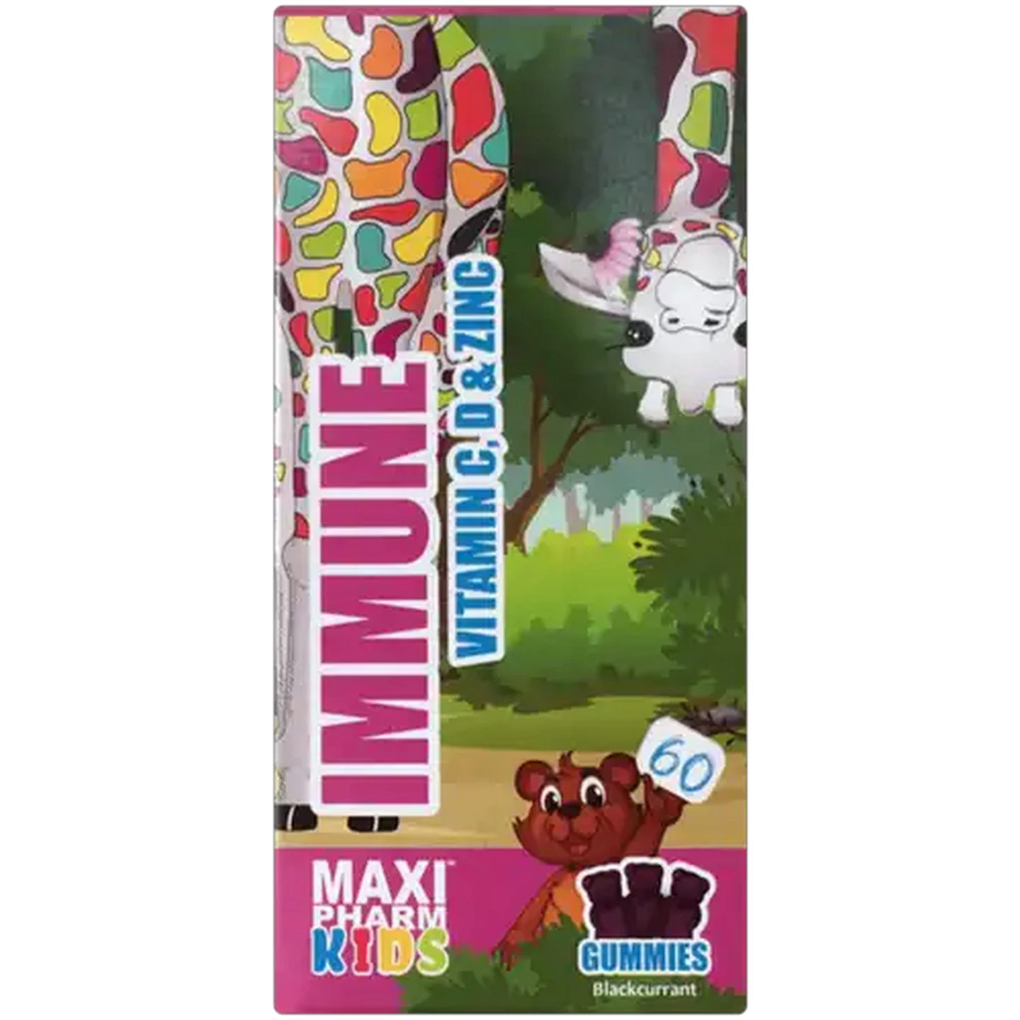 Image of MaxiPharm Kids Blackcurrent Flavoured Immune Support Gummies 60 Pack