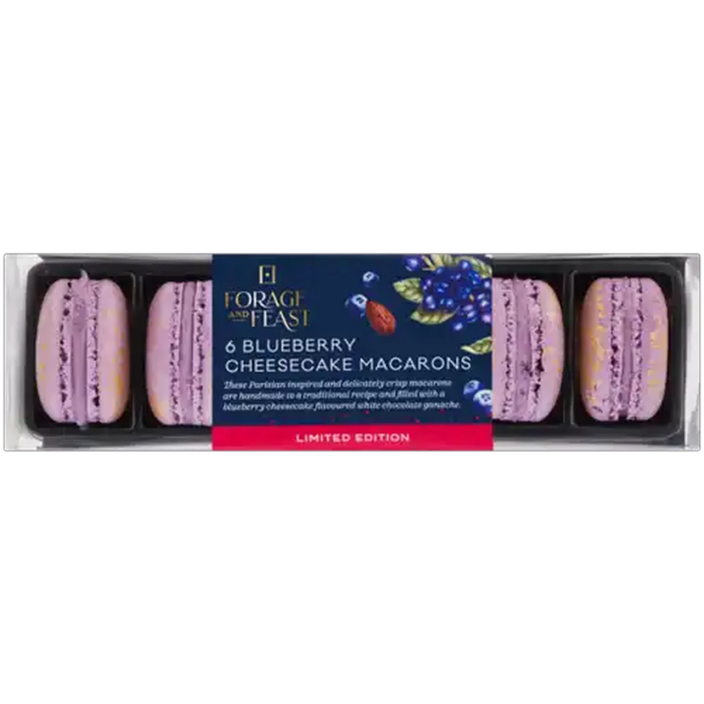 Image of Forage And Feast Limited Edition Blueberry Cheesecake Macarons 6 Pack