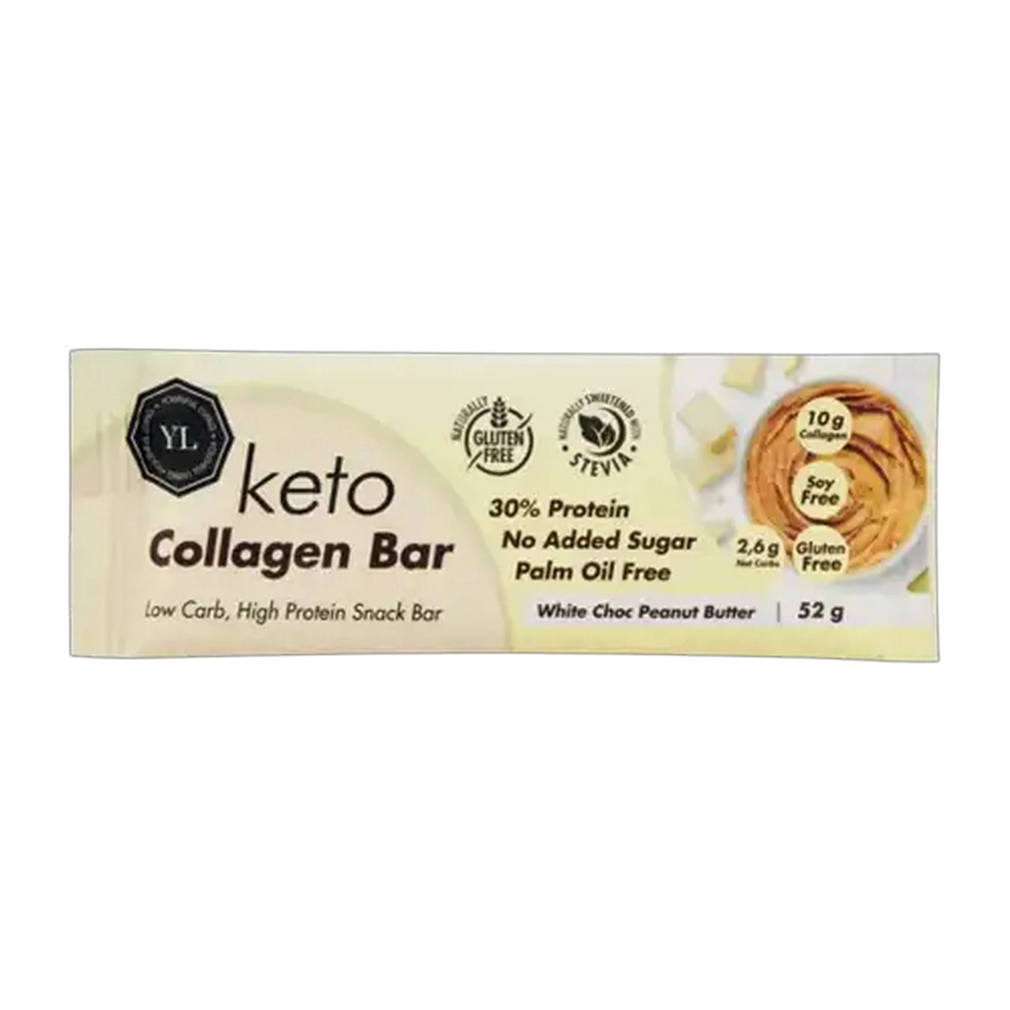 Image of Youthful Living White Choc Peanut Butter Keto Collagen Bar 52g