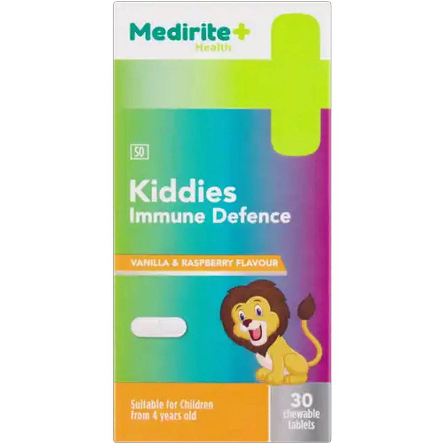 Image of Medirite Vanilla & Raspberry Flavoured Kiddies Immune Defence Chewable Tablets 30 Pack