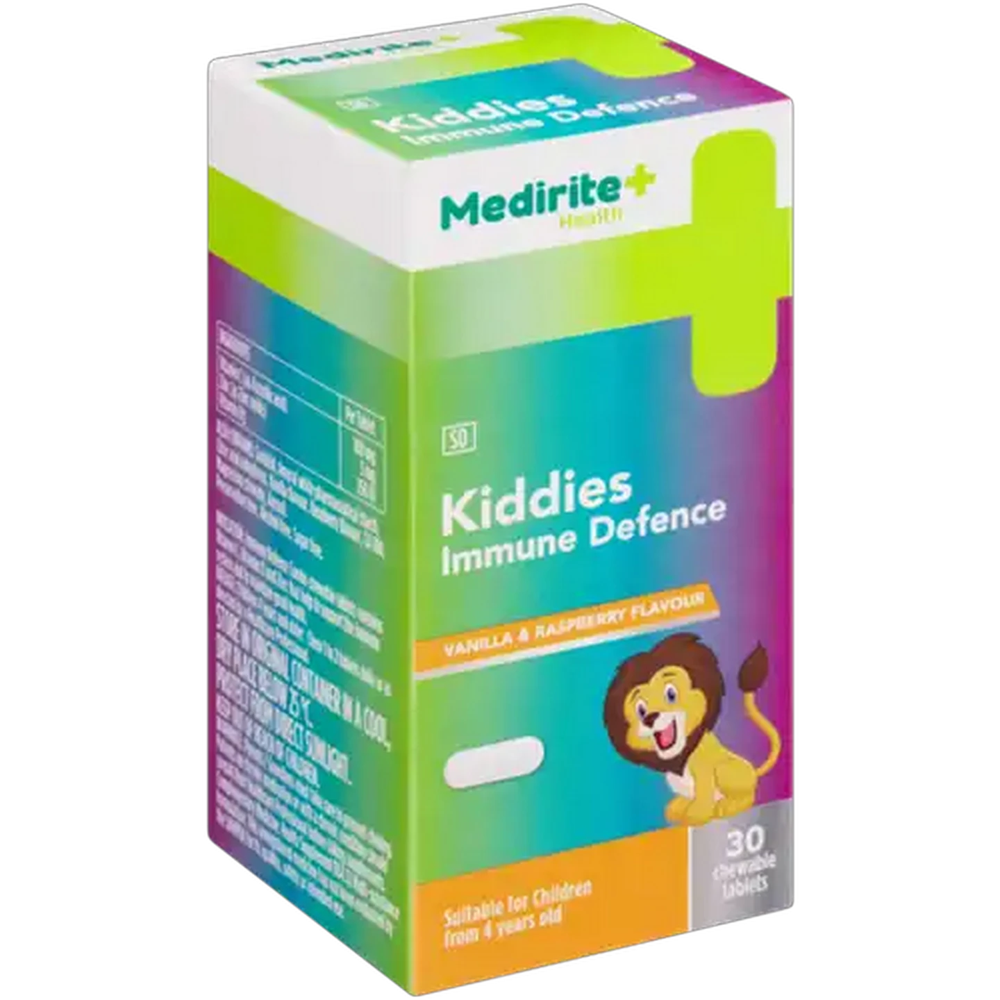 Image of Medirite Vanilla & Raspberry Flavoured Kiddies Immune Defence Chewable Tablets 30 Pack