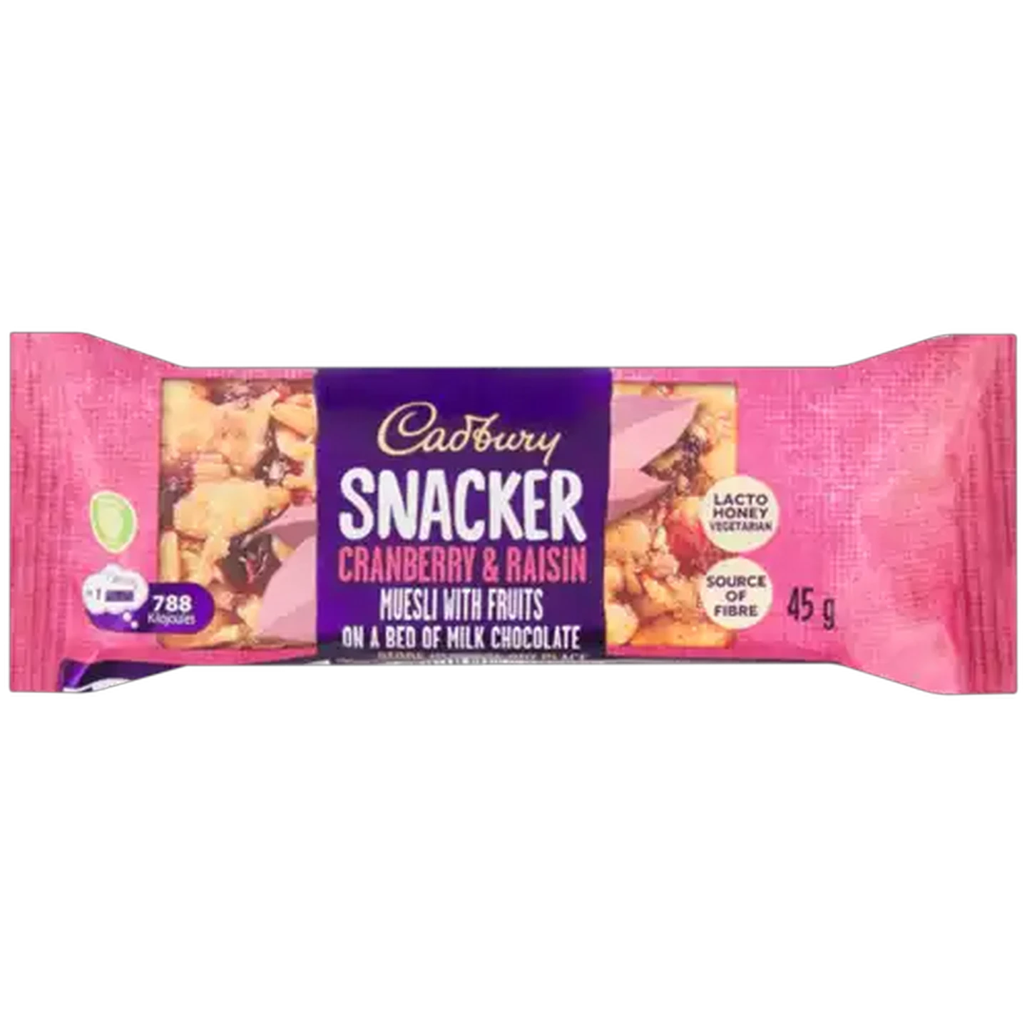 Image of Cadbury Snacker Cranberry & Raisin Muesli Chocolate Bar 45g