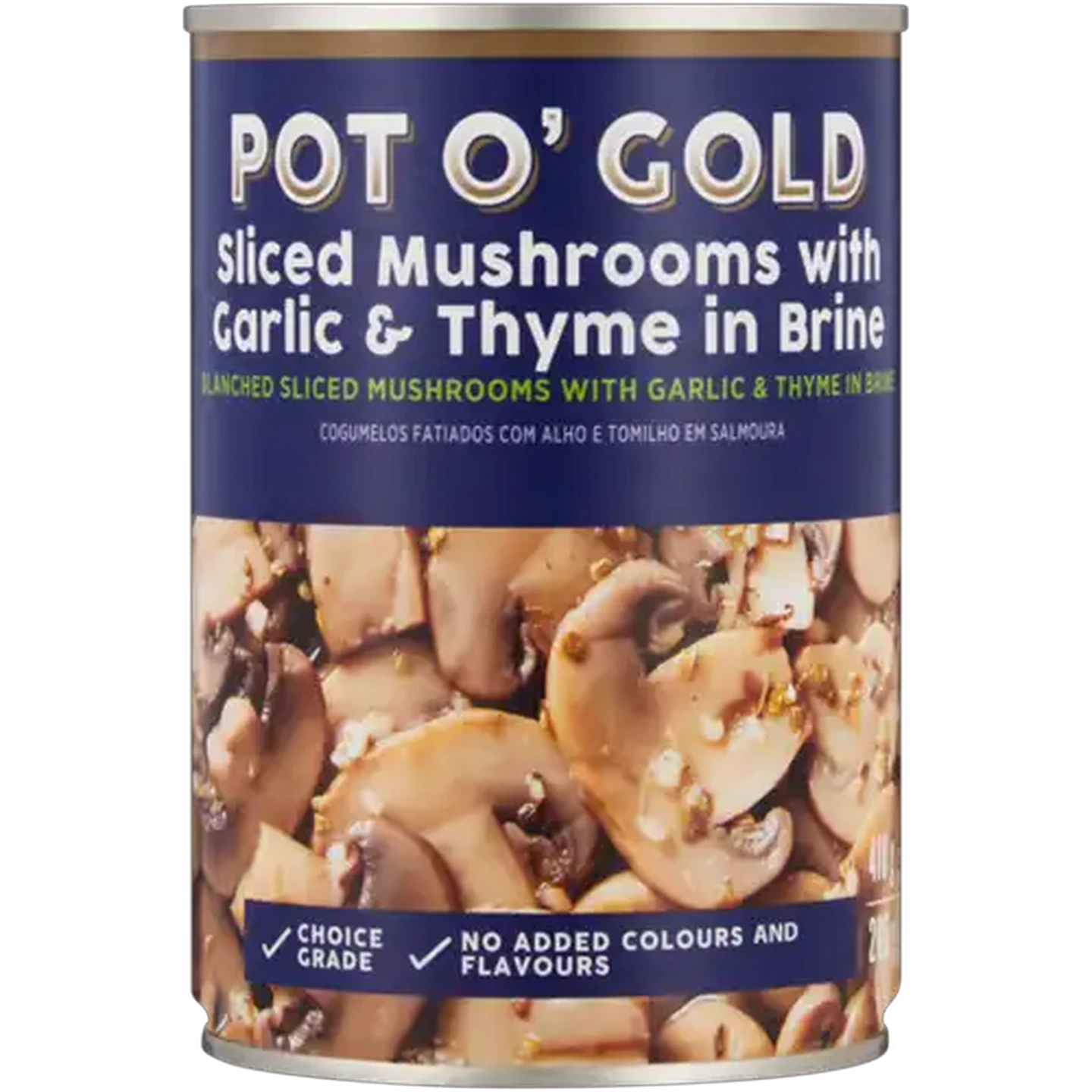 Image of Pot O' Gold Sliced Mushrooms with Garlic & Thyme in Brine 410g