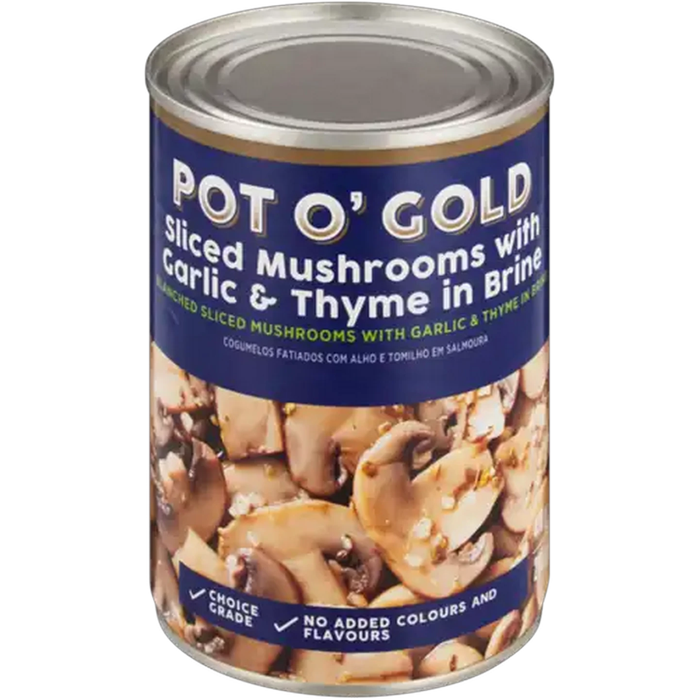 Image of Pot O' Gold Sliced Mushrooms with Garlic & Thyme in Brine 410g