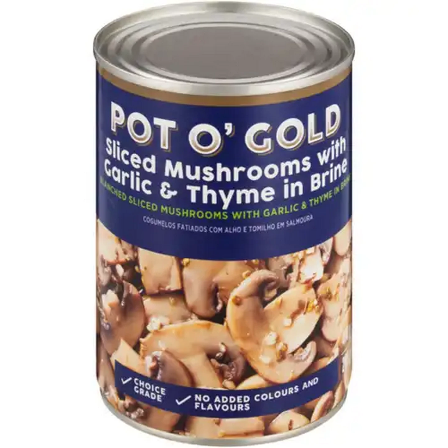Image of Pot O' Gold Sliced Mushrooms with Garlic & Thyme in Brine 410g