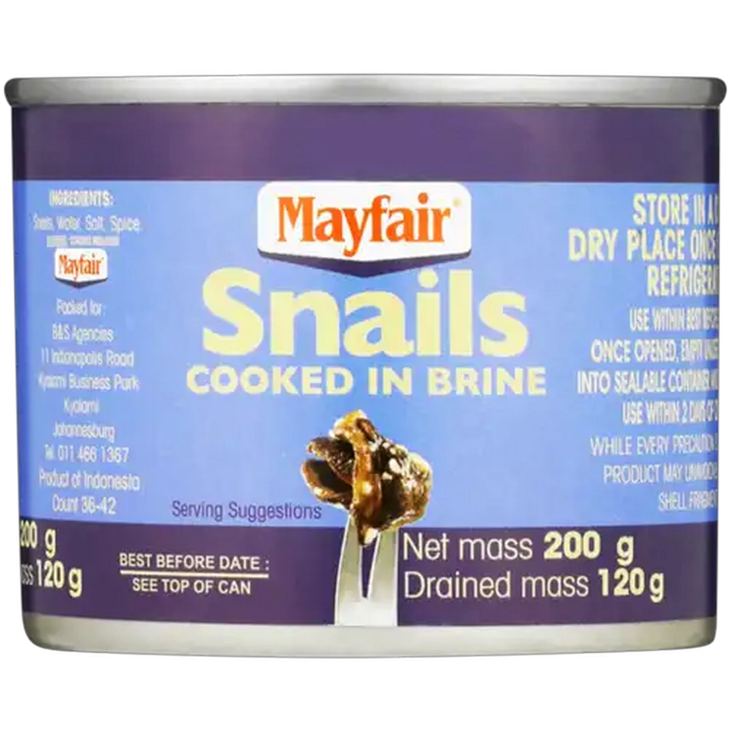 Image of Mayfair Snails Cooked in Brine 200g