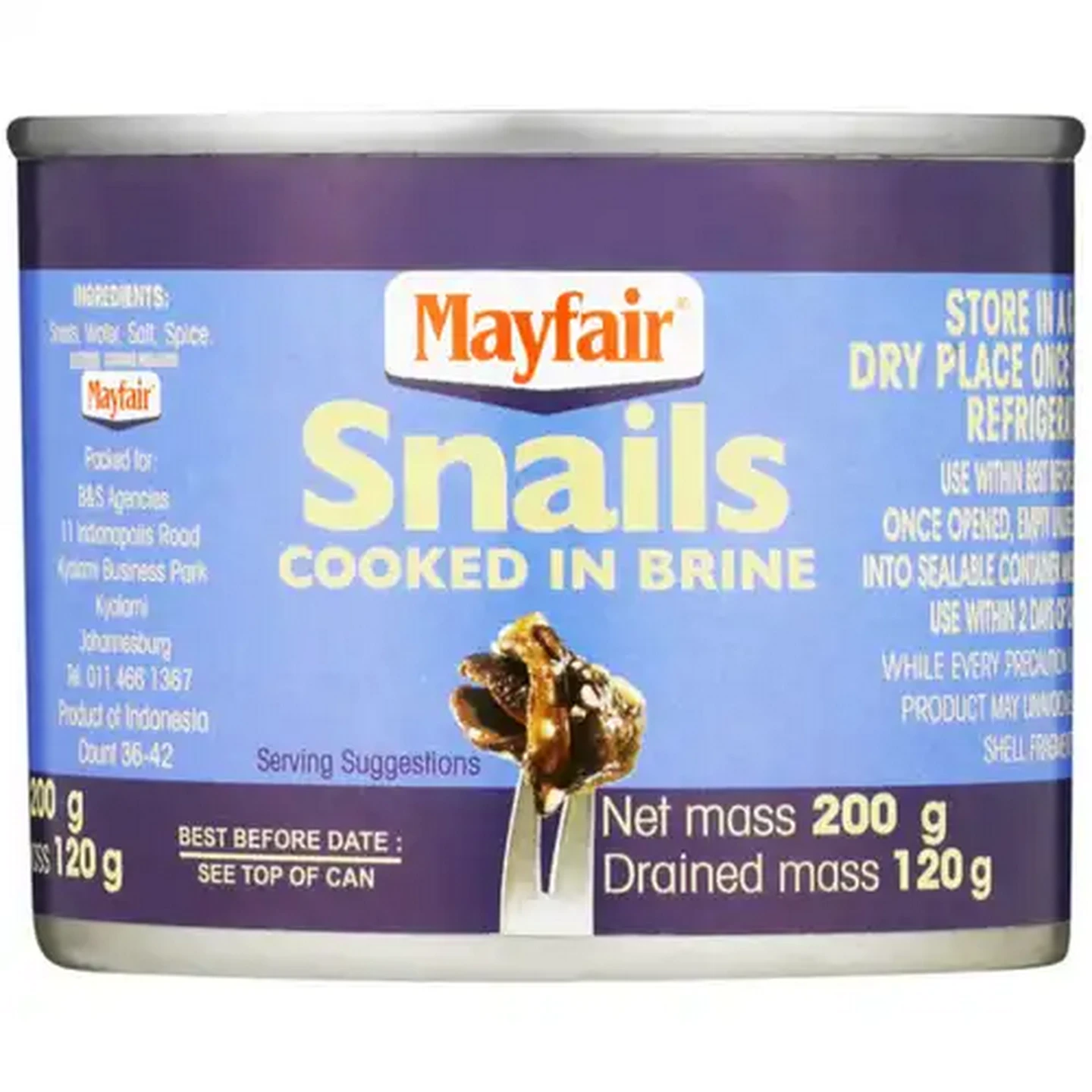 Image of Mayfair Snails Cooked in Brine 200g
