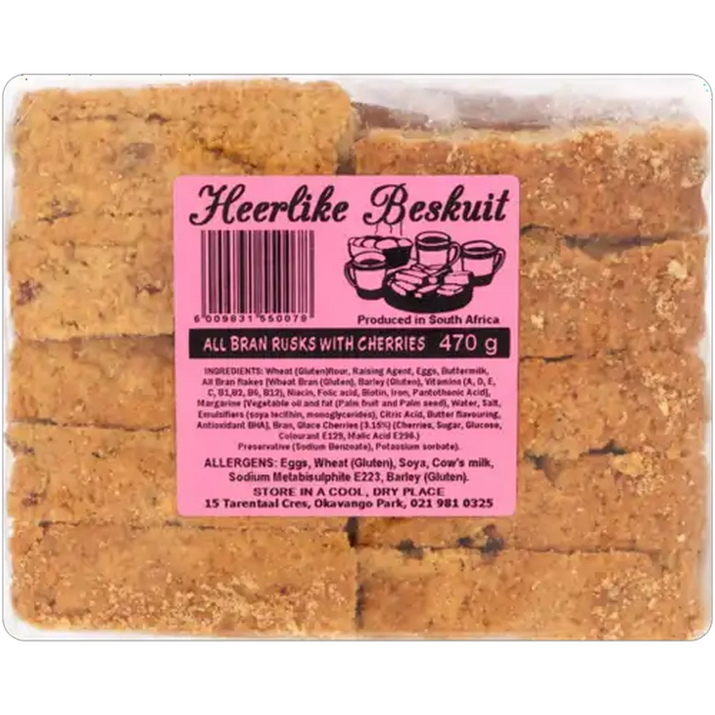 Image of Heerlike Beskuit All Bran Rusks with Cherries 470g
