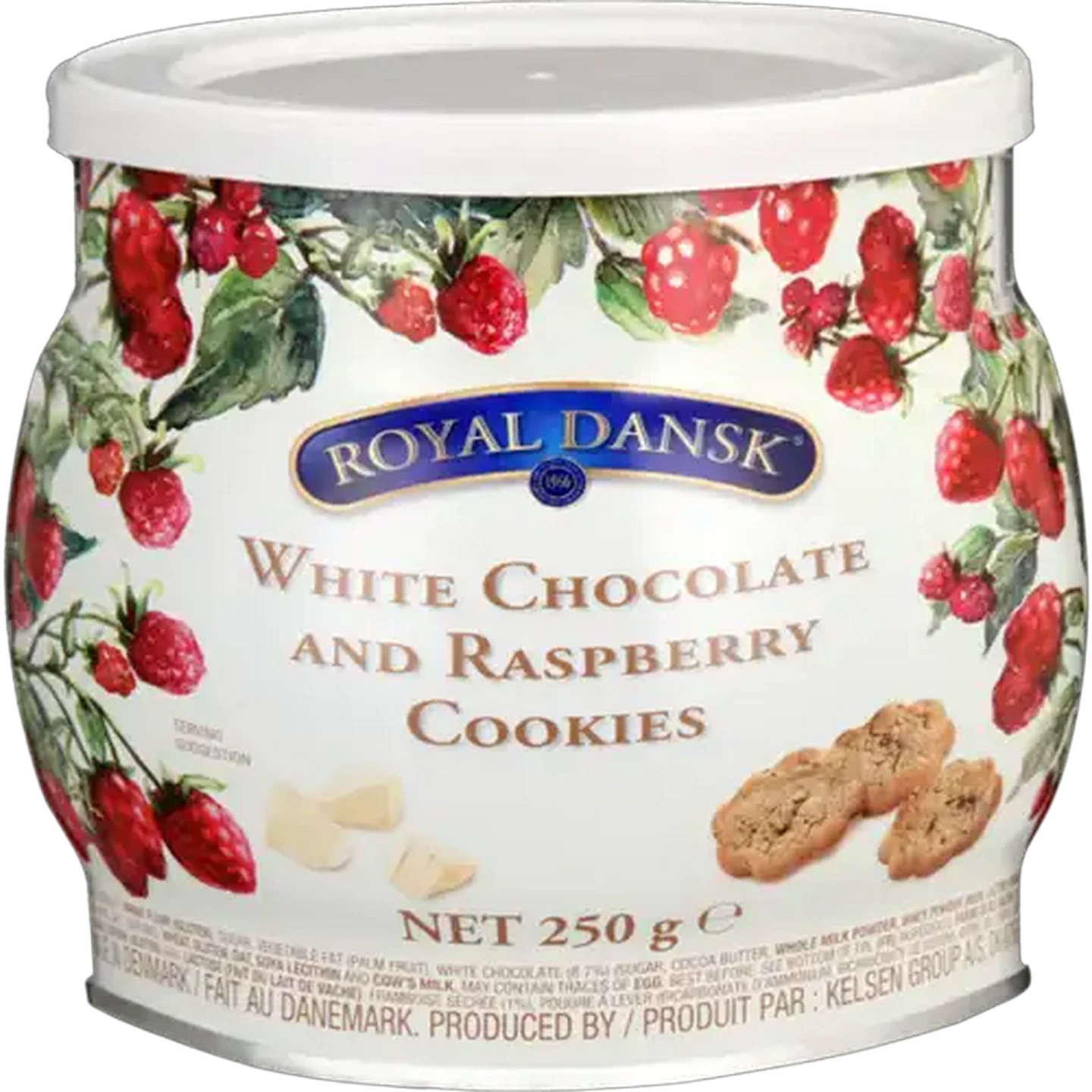 Image of Royal Dansk White Chocolate and Raspberry Cookies 250g