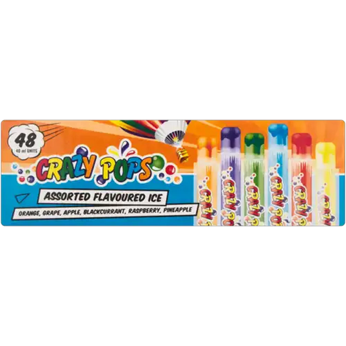 Image of Crazy Pops Assorted Flavoured Ice Pops 48 x 40ml