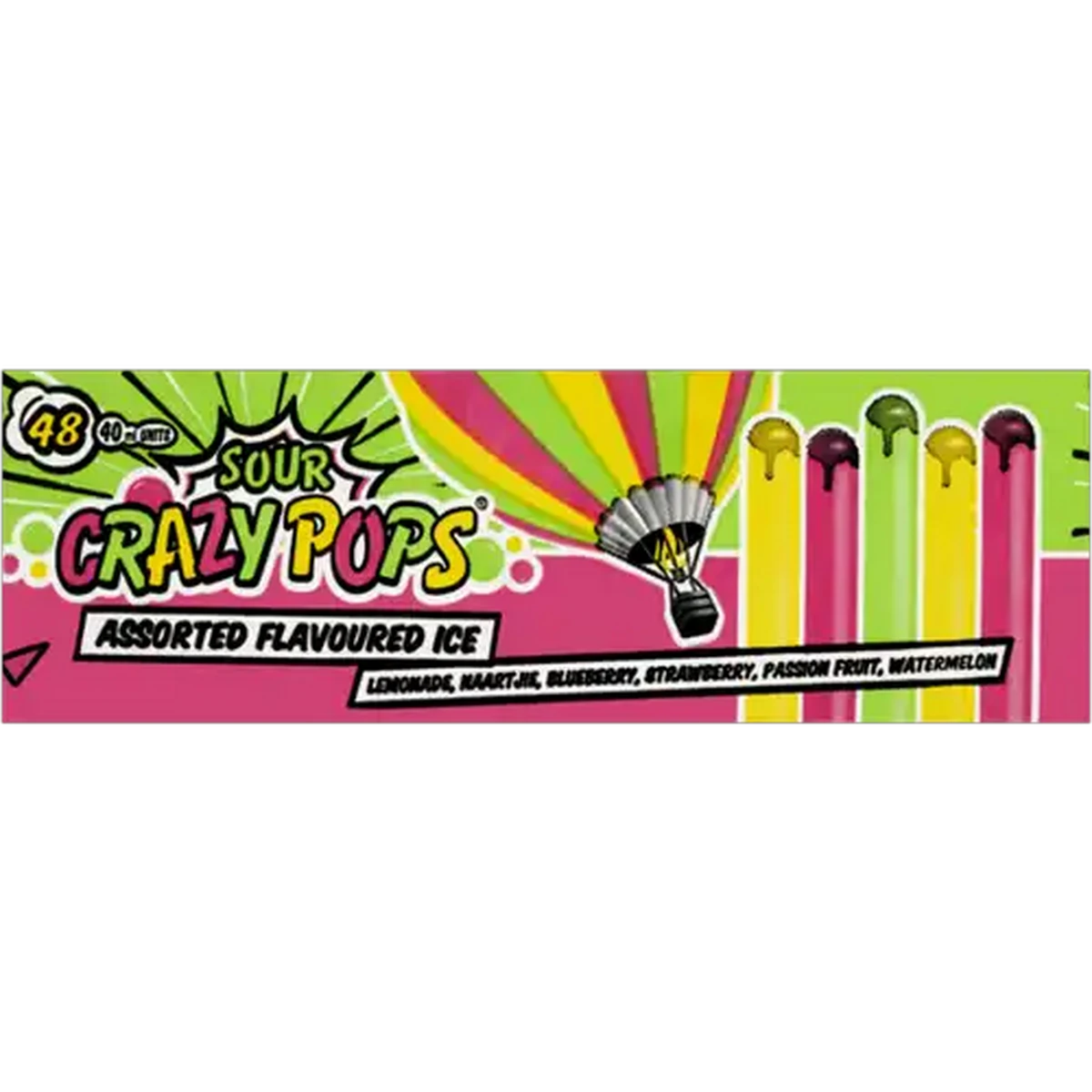 ちーすけちーすけ Checkers Sixty60 | Crazy Pops Assorted Sour Flavoured Ice Pops 48
