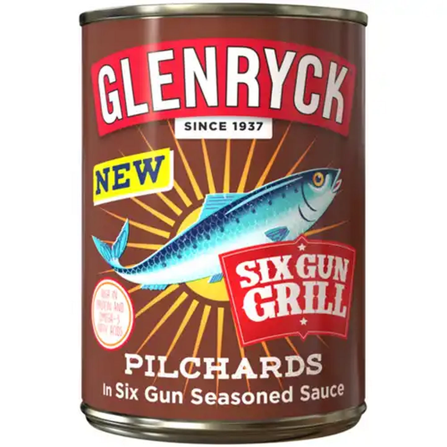 Image of Glenryck Pilchards in Six Gun Seasoned Sauce 400g