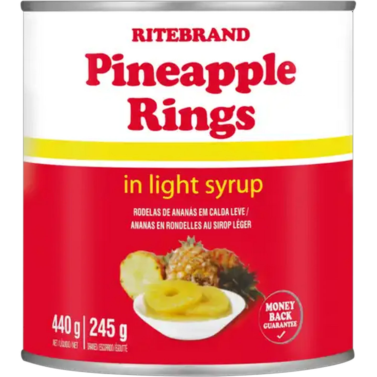 Image of Ritebrand Pineapple Rings In Light Syrup Can 440g