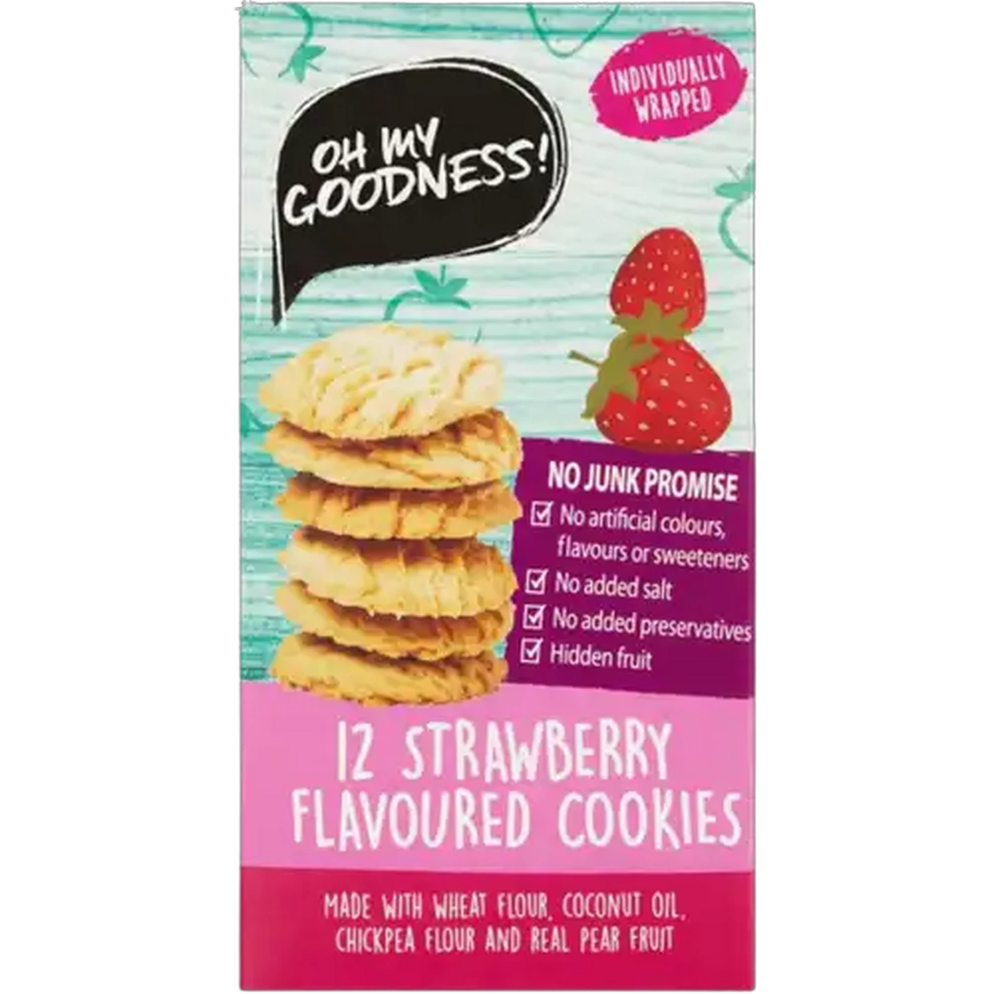 Image of Oh My Goodness! Strawberry Flavoured Cookies 12 Pack