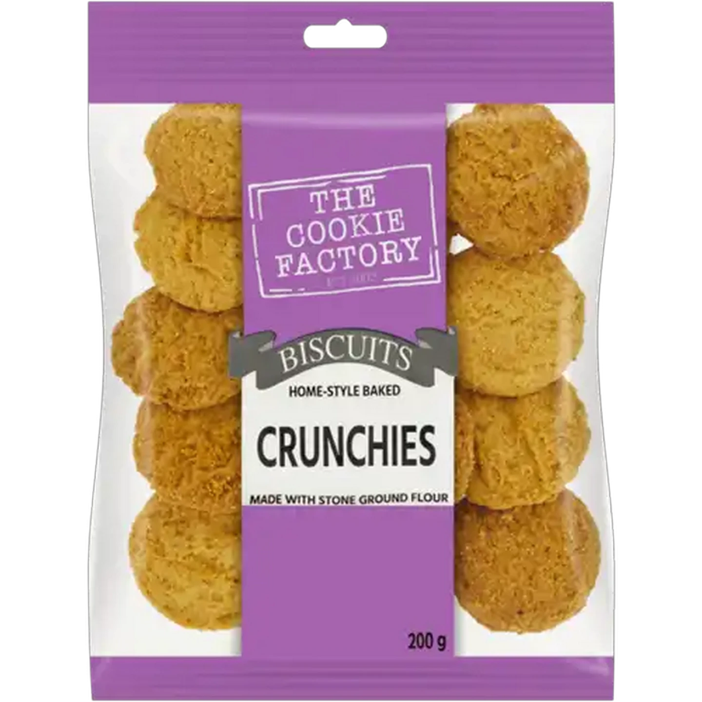 Image of The Cookie Factory Crunchies Biscuits 200g