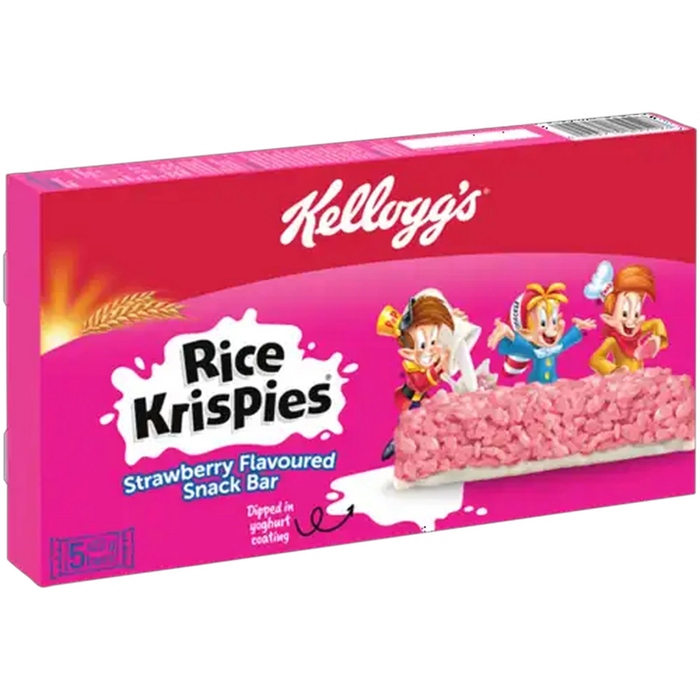 Image of Kellogg's Rice Krispies Strawberry Flavoured Snack Bar 5 x 22g
