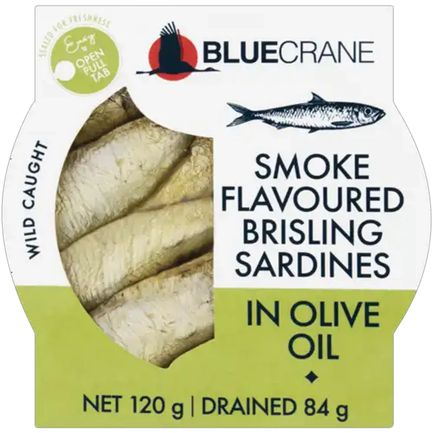 Image of Blue Crane Smoke Flavoured Brisling Sardines In Olive Oil 120g