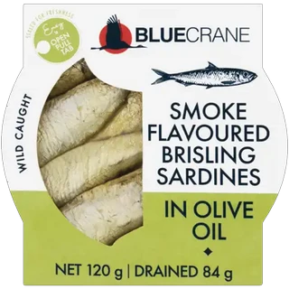 Blue Crane Smoke Flavoured Brisling Sardines In Olive Oil 120g