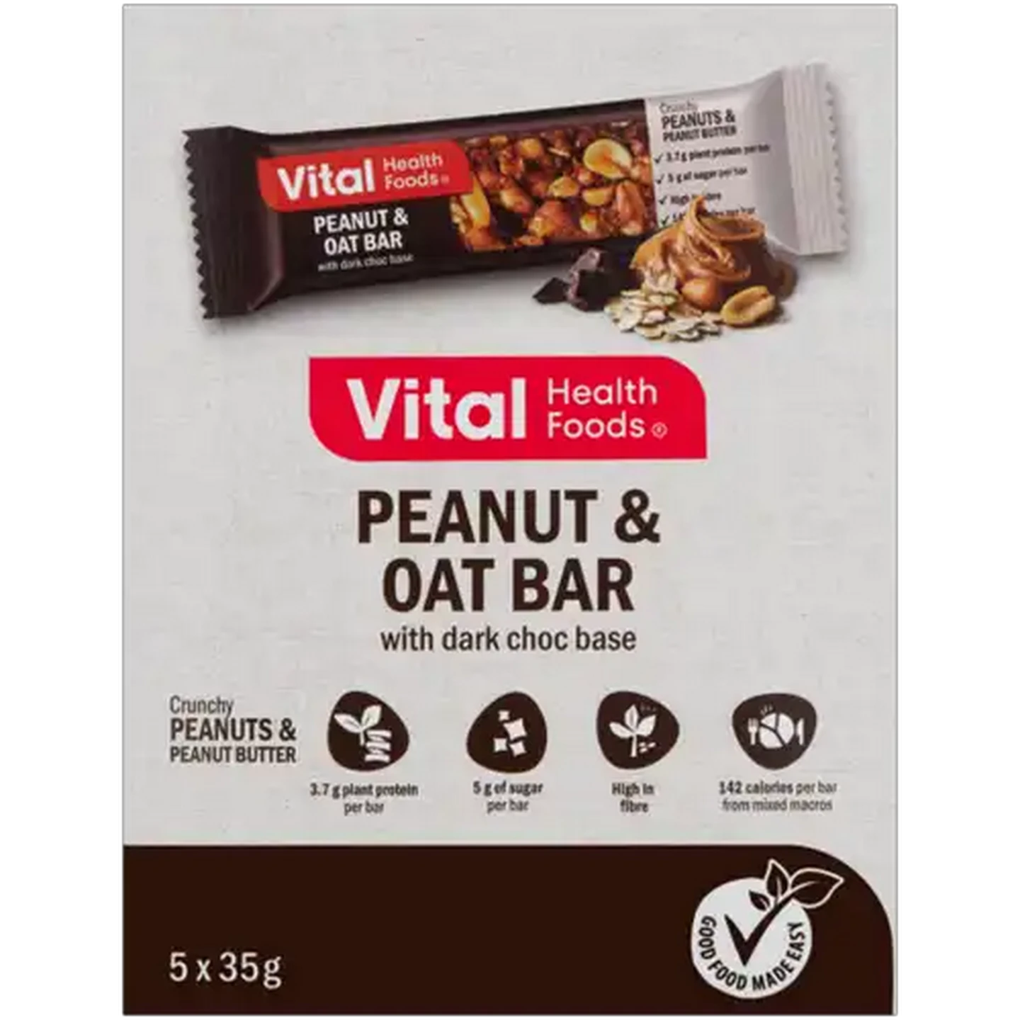 Image of Vital Health Foods Peanut & Oat Bar 5 x 35g