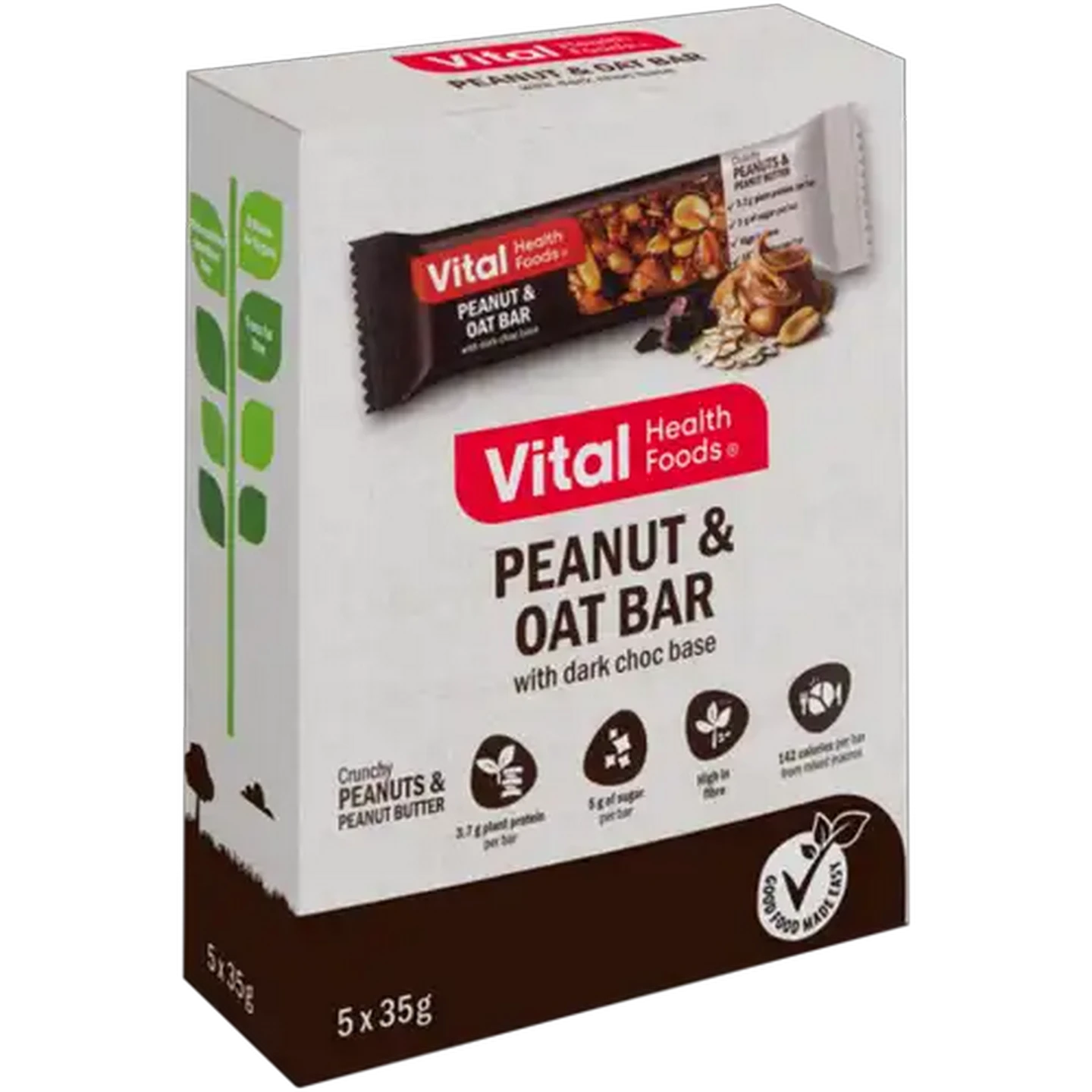 Image of Vital Health Foods Peanut & Oat Bar 5 x 35g