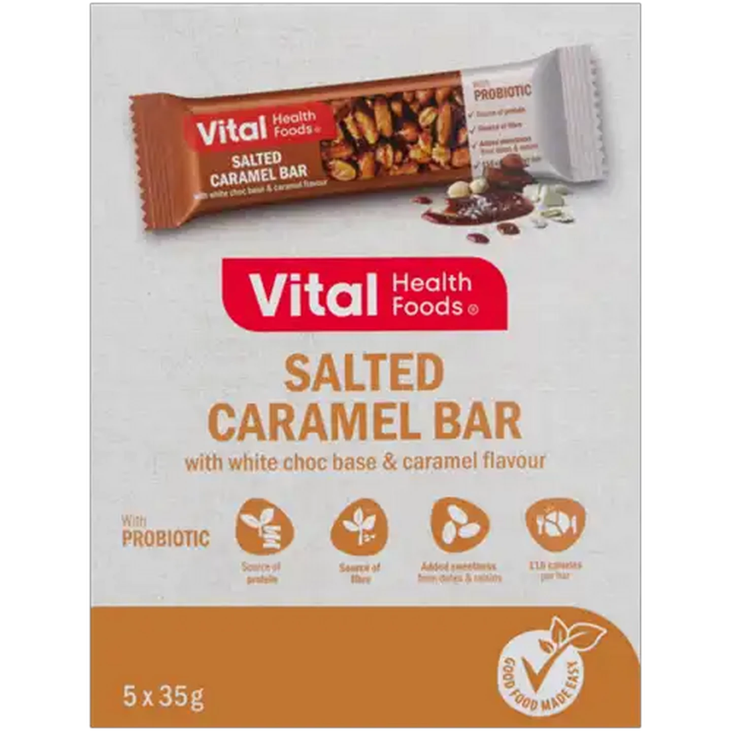 Image of Vital Health Foods Salted Caramel Bar 5 x 35g