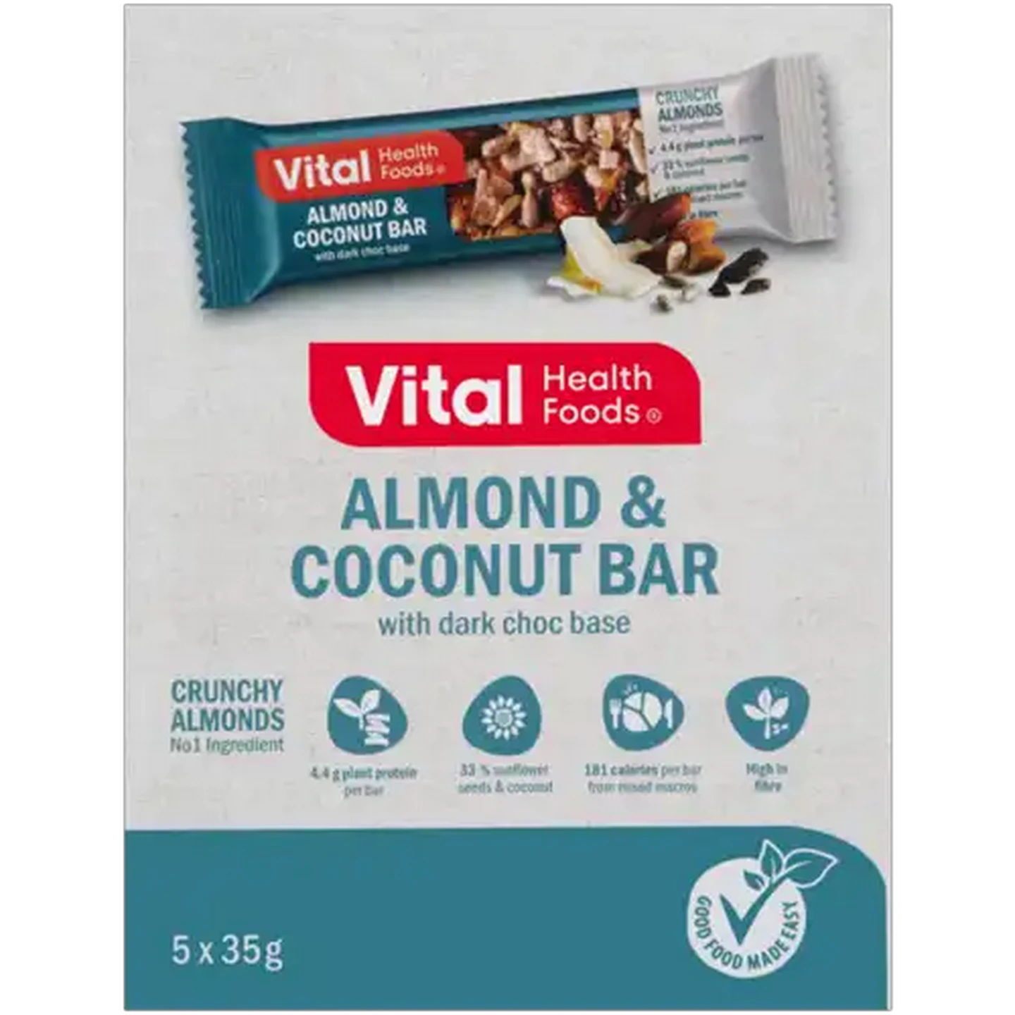 Image of Vital Health Foods Almond & Coconut Bar 5 x 35g