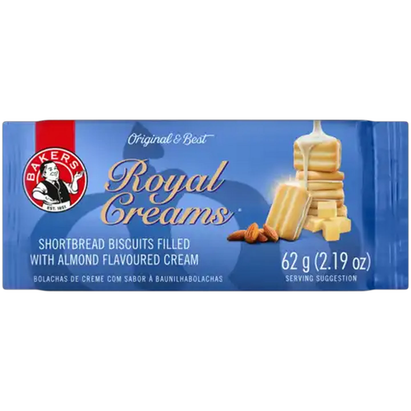 Image of Bakers Royal Creams Shortbread Biscuits Filled with Almond Flavoured Cream 62g