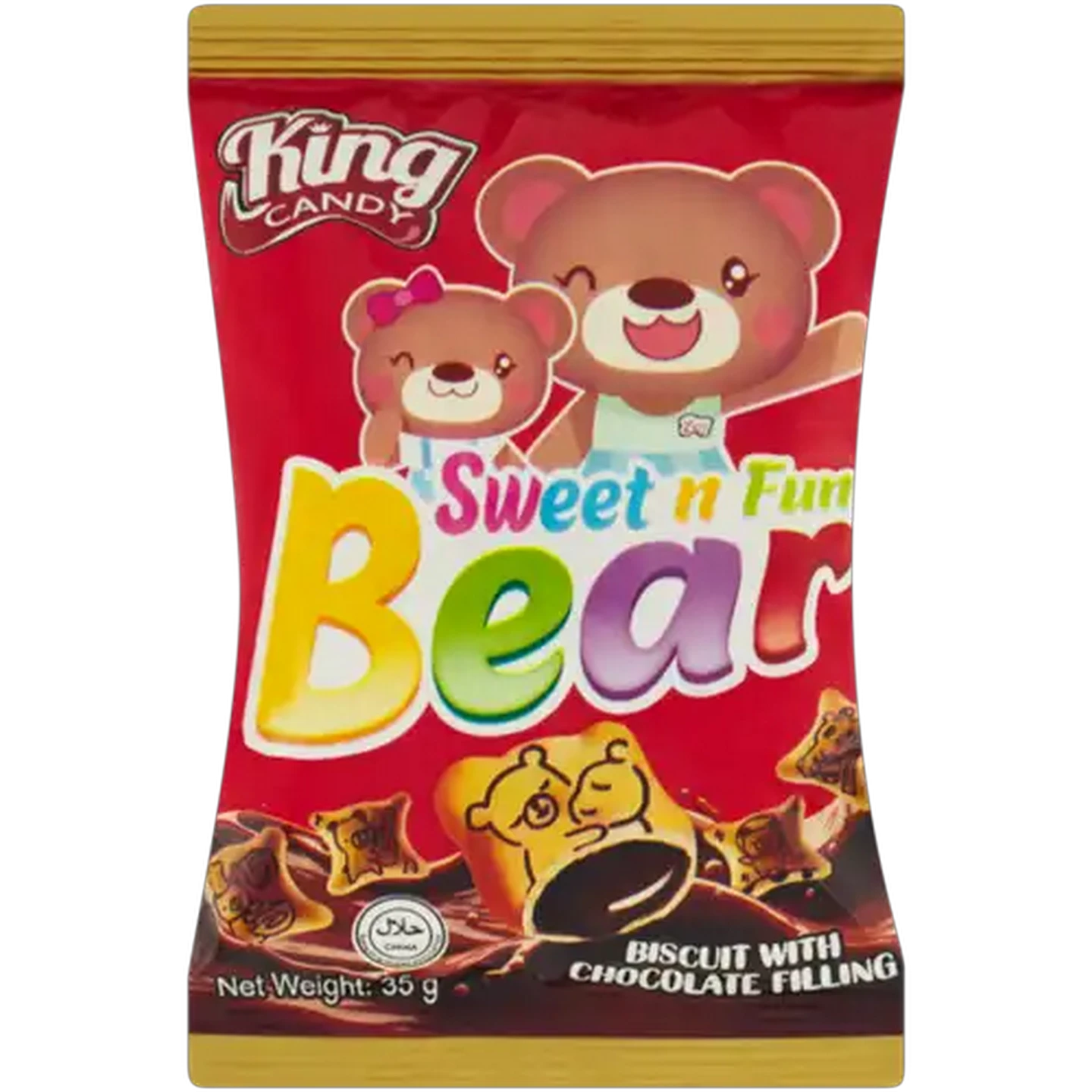 Image of King Candy Sweet n Fun Bear Biscuit with Chocolate Filling 35g