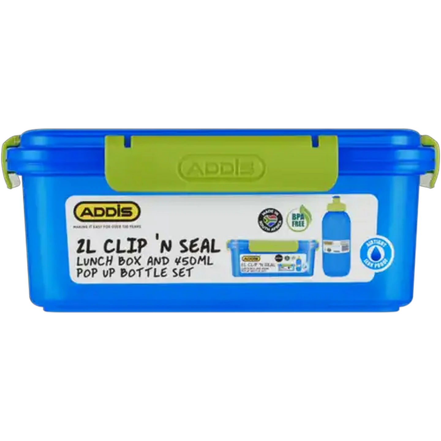 Image of ADDIS Blue Clip & Seal Lunch Box With Bottle