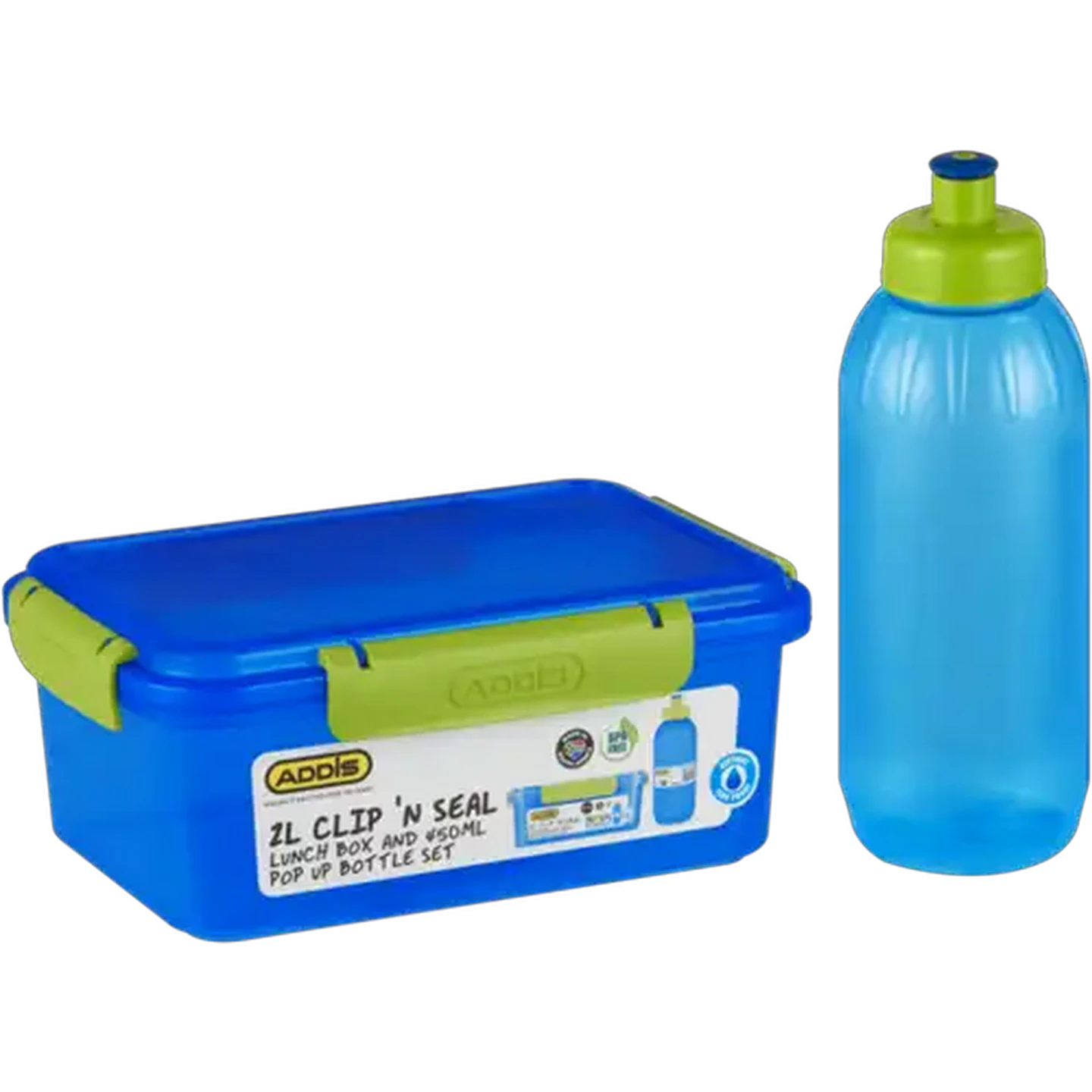 Image of ADDIS Blue Clip & Seal Lunch Box With Bottle