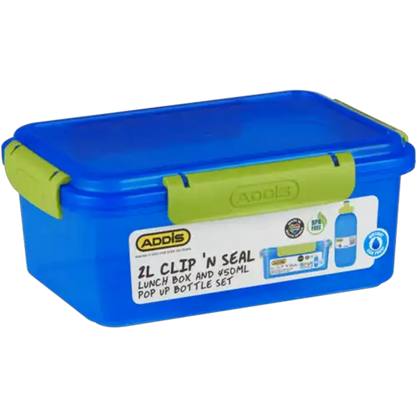 Image of ADDIS Blue Clip & Seal Lunch Box With Bottle