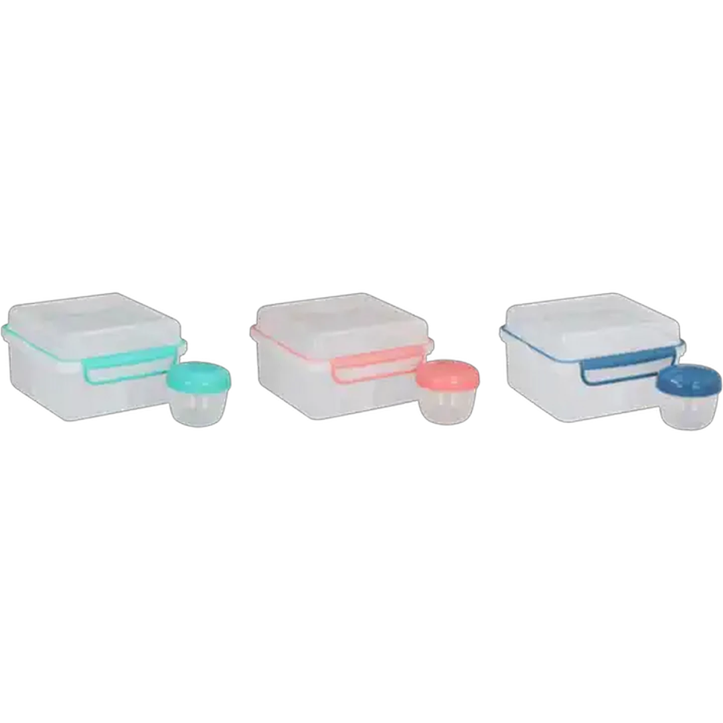 Image of TPR Clip Lunch Box & Yoghurt Pot Set 2 Piece (Colour May Vary)